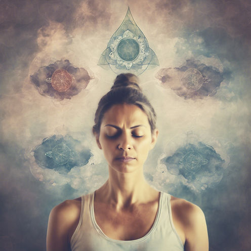 A woman practicing pranayama breathing exercises