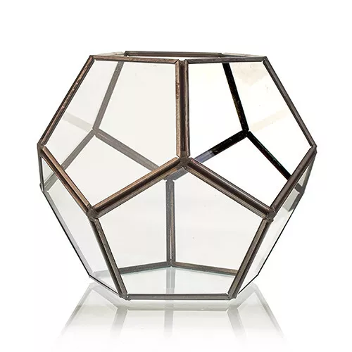 Geometric Terrarium (Large Octagon) - Glass/Brass, Freestanding/Hanging