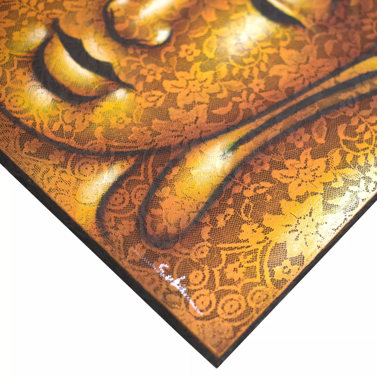 60x80cm Buddha Face (Brocade Finish) [Acrylic Paint on Canvas]