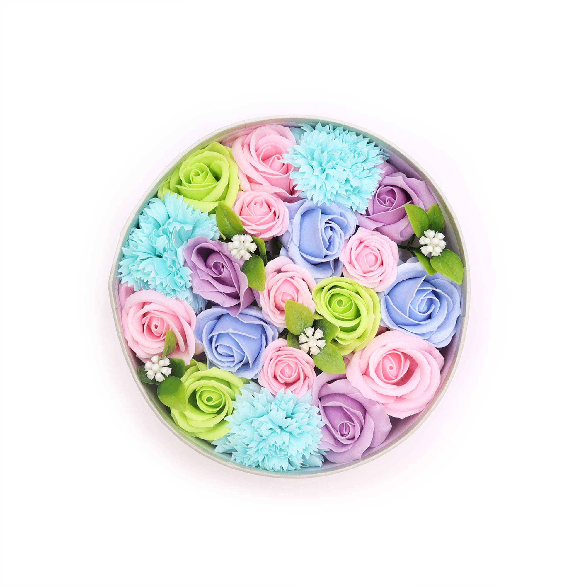 Handmade Soap Flower Rose Bouquet - Round Gift Box (250g)
