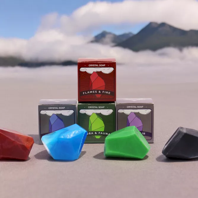 4 x Crystal Elementals Soap Set (Handmade with hidden Gemstones)