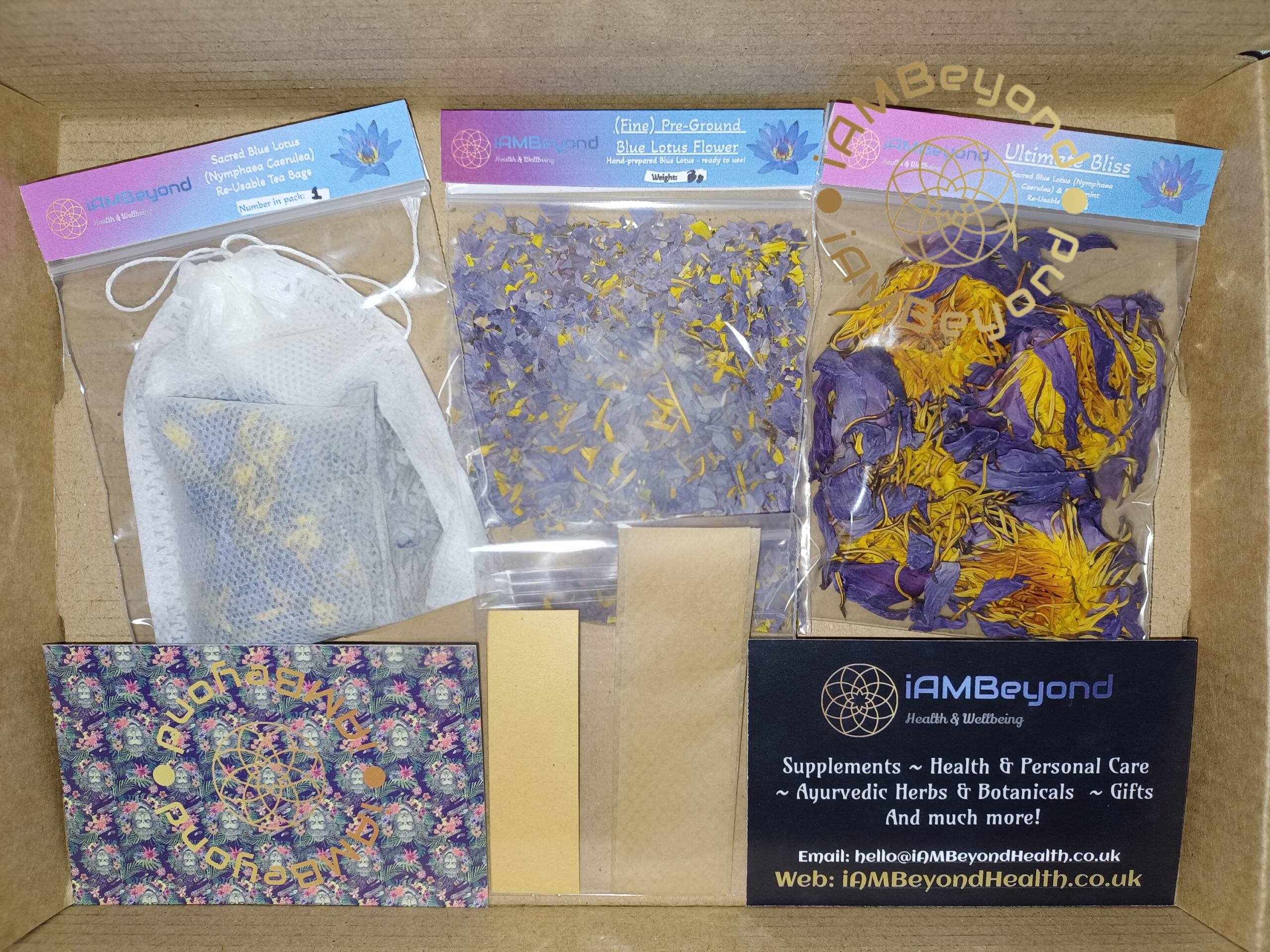 Blue Lotus Sample Box - Pre-Ground, Whole Flower & Tea bags Taster Gift Sleep