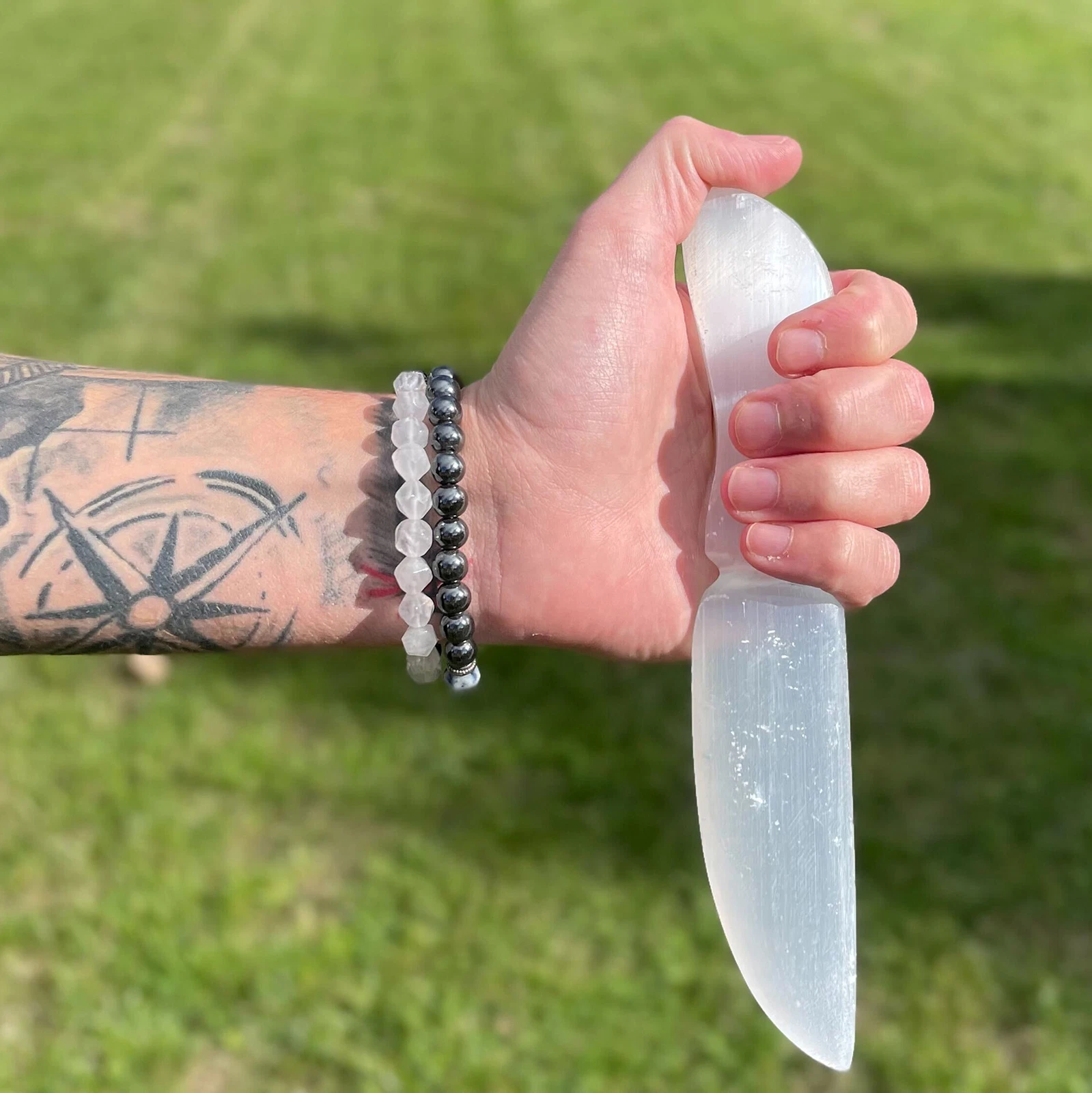 20cm Selenite Ritual Knife (Athame) - [Wicca/Pagan, Witchcraft/Spell Casting]