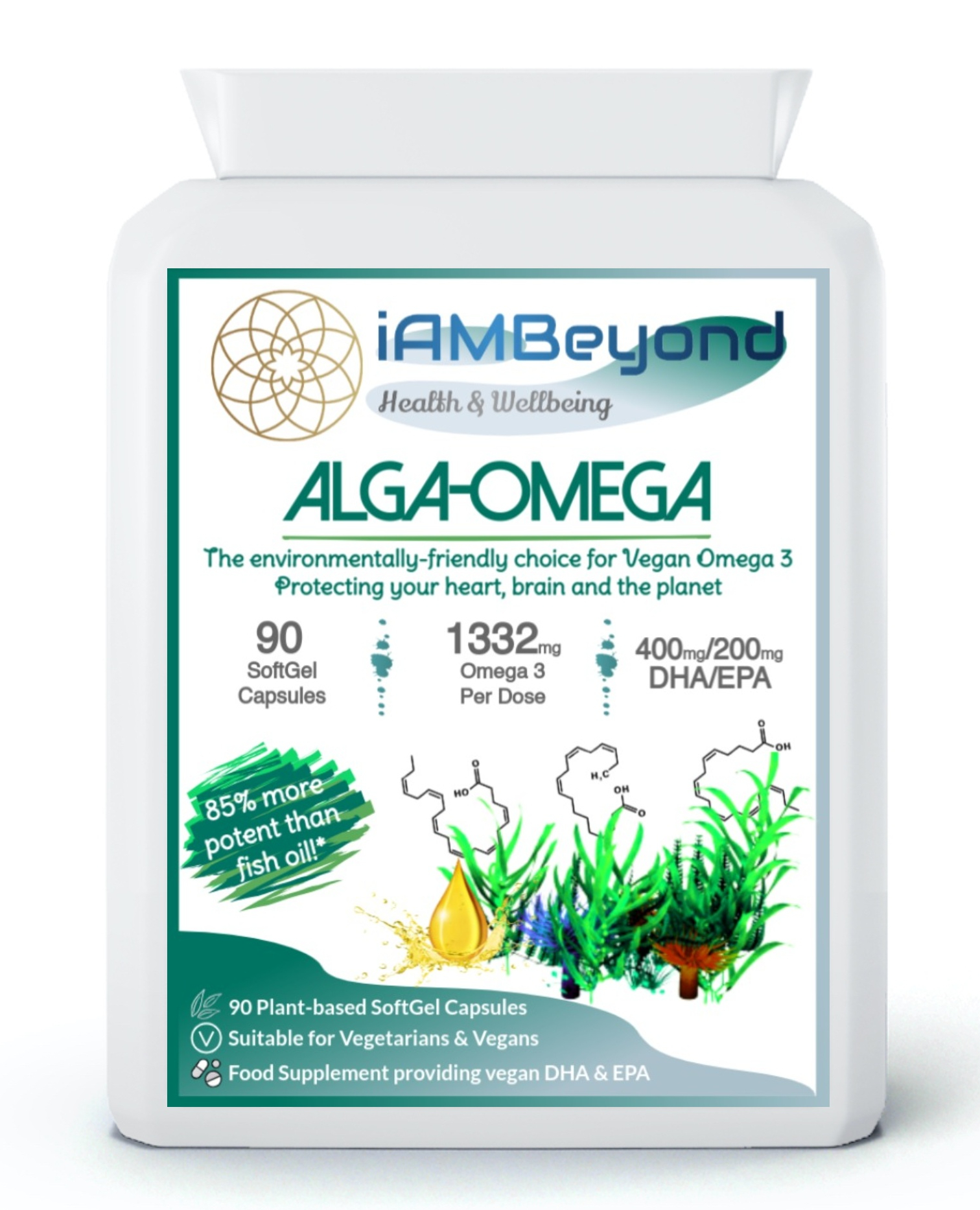 Vegan Omega 3 DHA EPA 1332mg Algae Oil