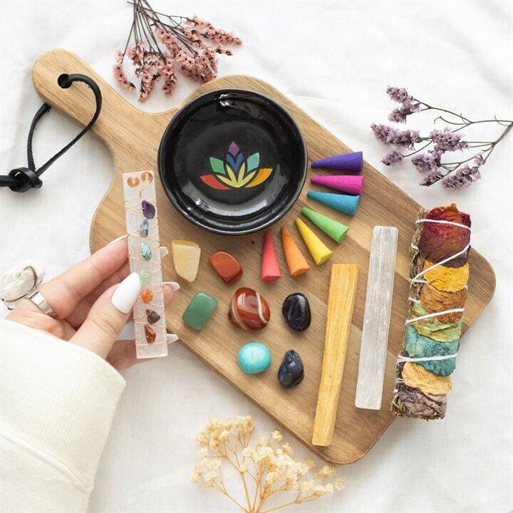 Sacred Chakra Deluxe Healing & Wellness Kit (Crystals, Smudging, Incense & more)
