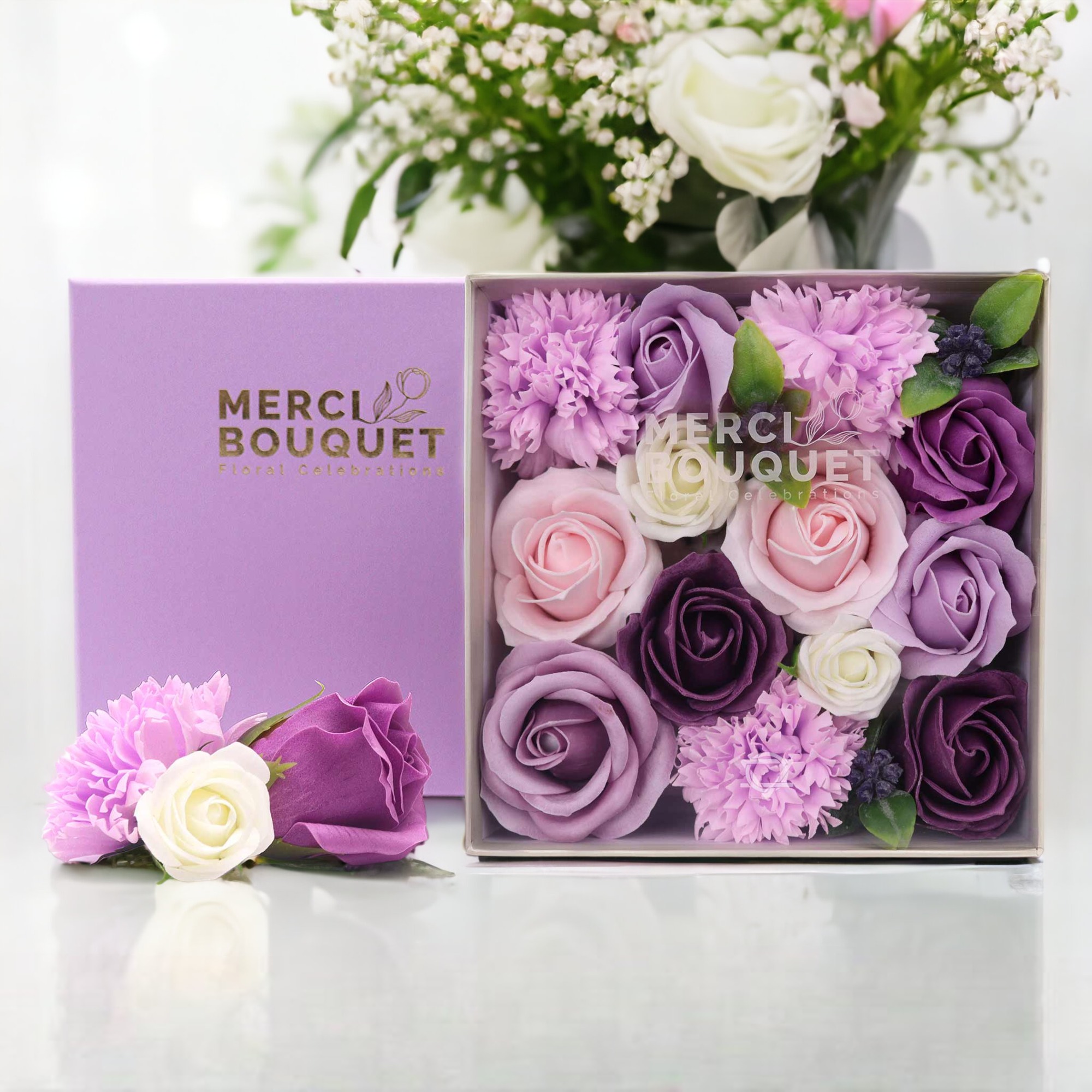 Handmade Soap Flowers (200g, Square Gift Box)