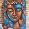 images 75x55cm Abstract Buddha Head & Flower Painting