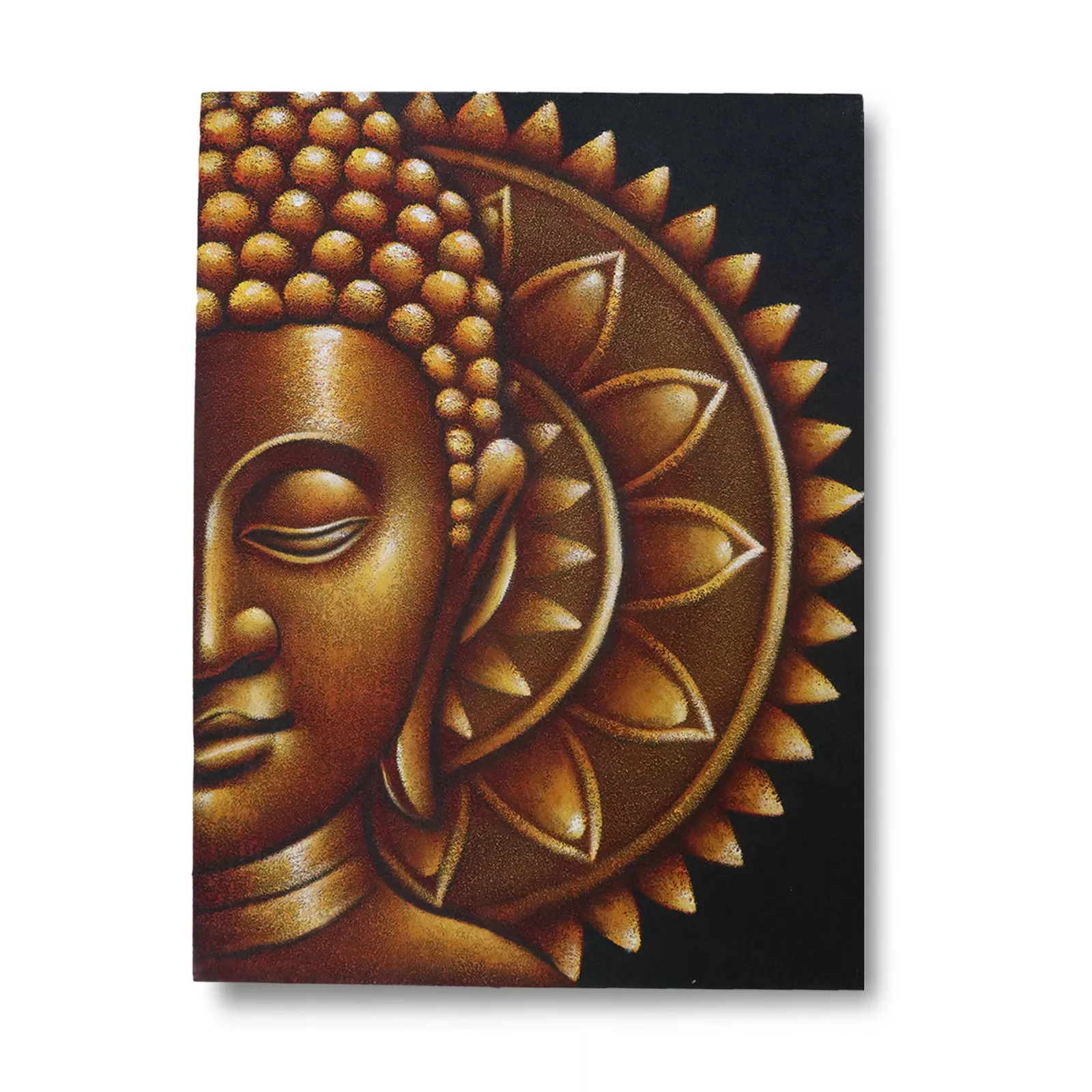 60x80cm Buddha Face Painting (Acrylic on Canvas) - Mandala Design