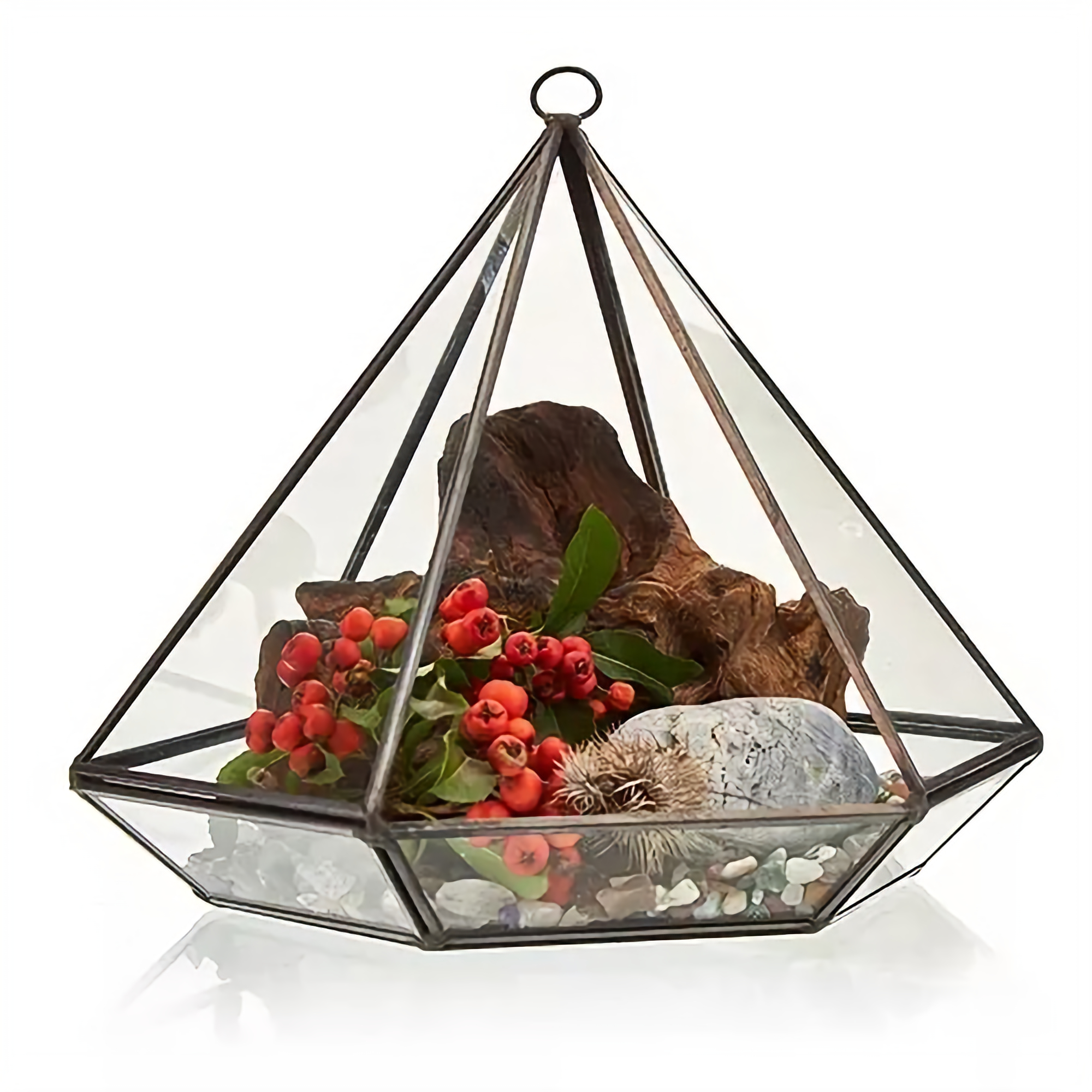 Geometric Terrarium (Large Diamond) - Glass/Brass, Freestanding/Hanging