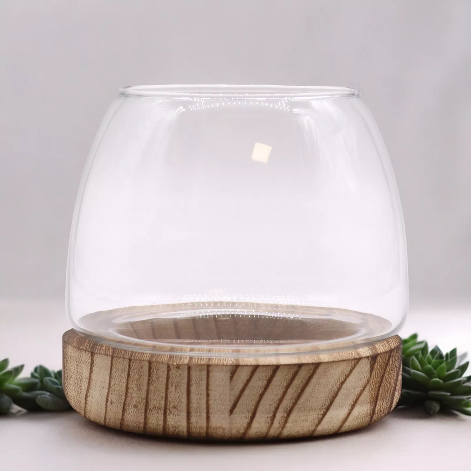 Glass & Tung Wood Terrarium (Freestanding)