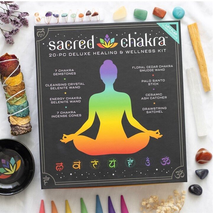 Sacred Chakra Deluxe Healing & Wellness Kit (Crystals, Smudging, Incense & more)