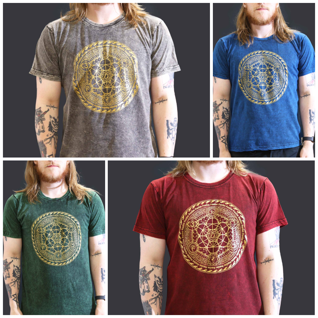 Stonewashed Nomad Sari T-Shirts - 100% Cotton, Made in Nepal - Chakra Design