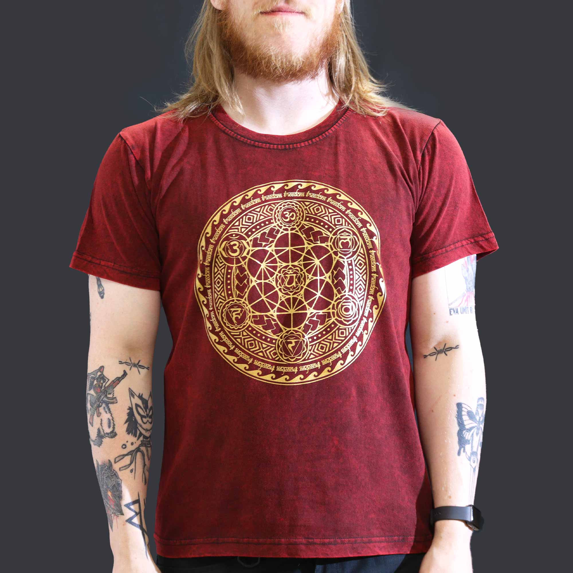 Stonewashed Nomad Sari T-Shirts - 100% Cotton, Made in Nepal - Chakra Design