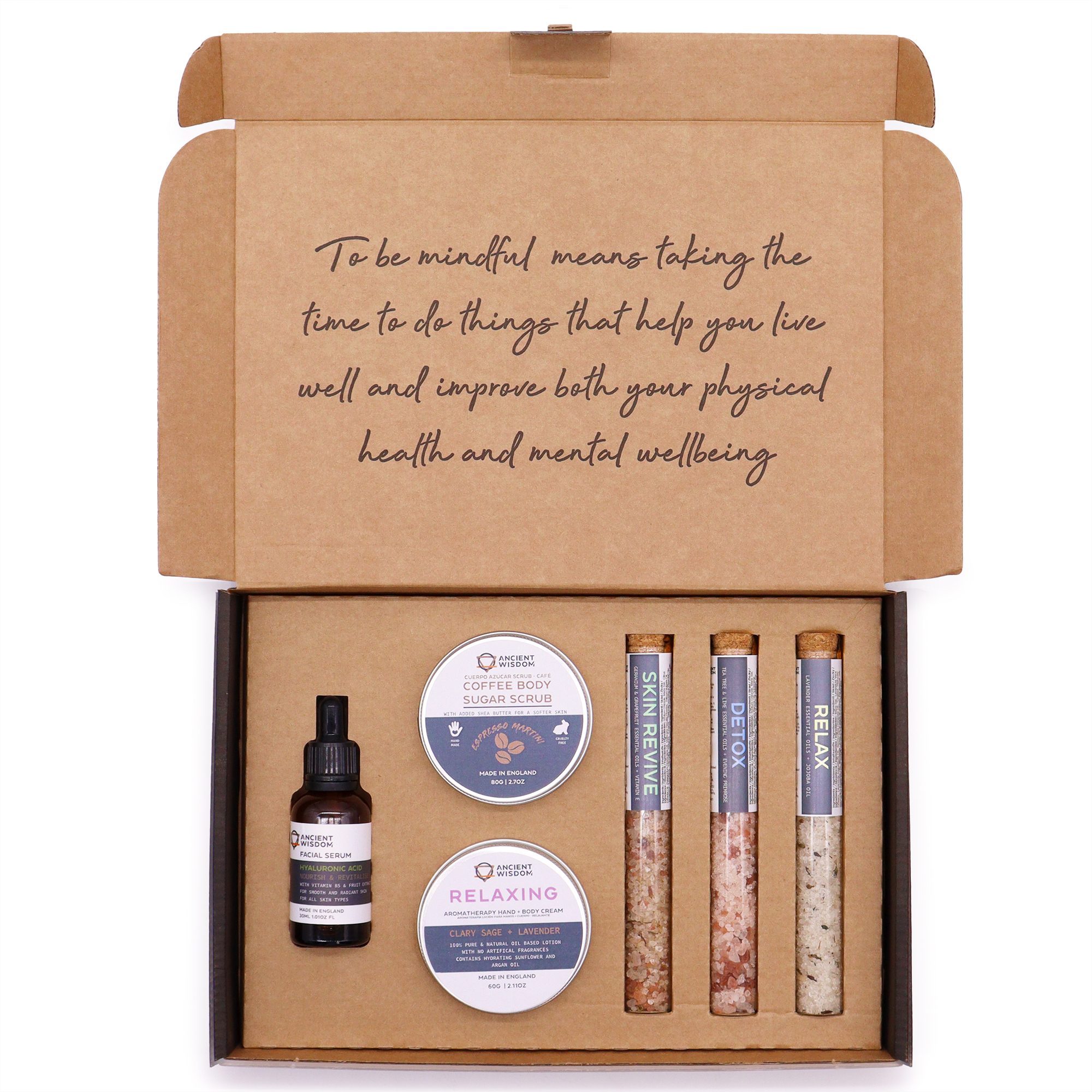 Mindful Moments Self Care Gift Set (with Scrub, Cream, Serum and Bath Salts)
