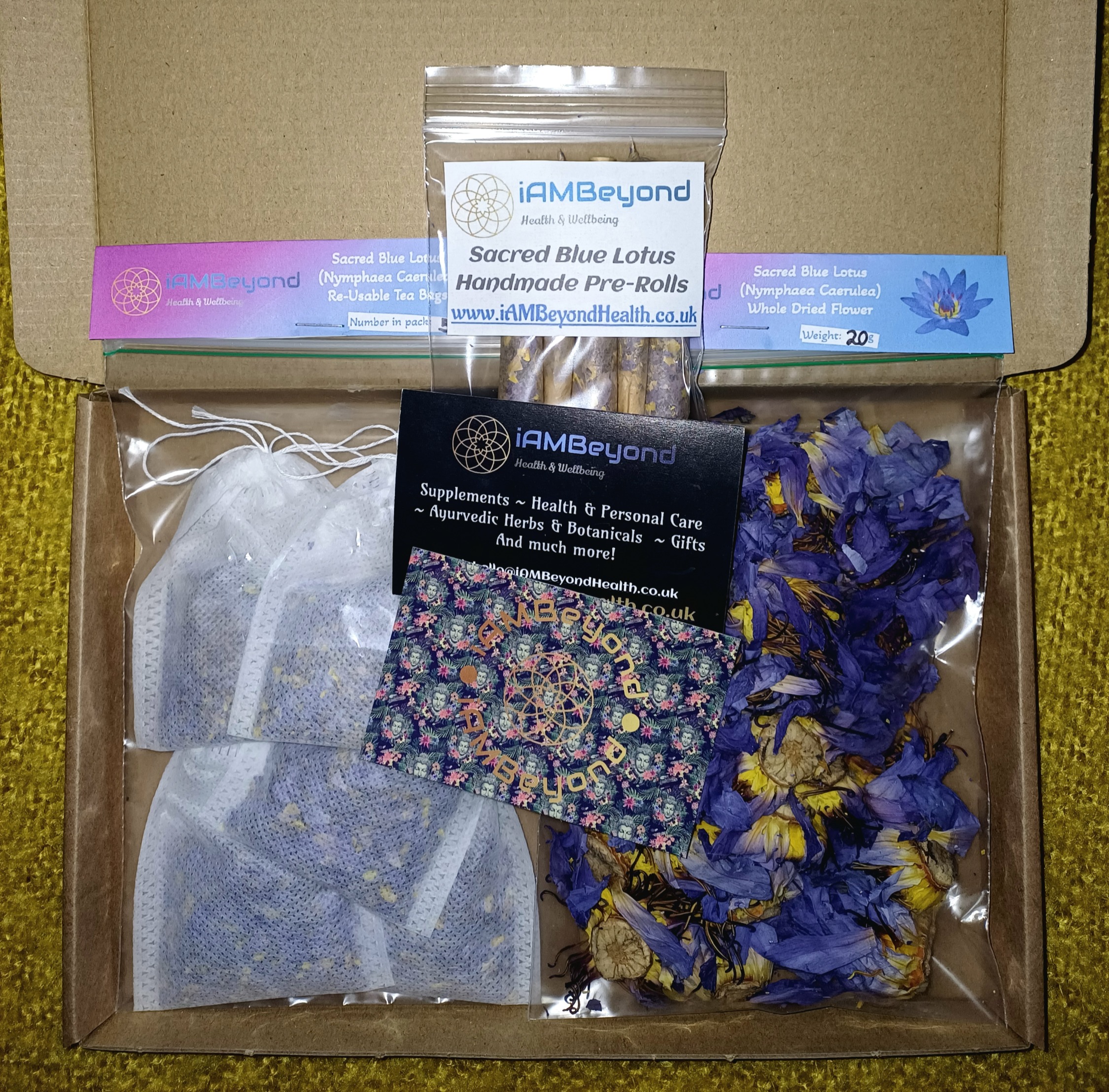 Blue Lotus Deluxe Sampling Box - Tea bags, Pre Rolls and Whole Flower