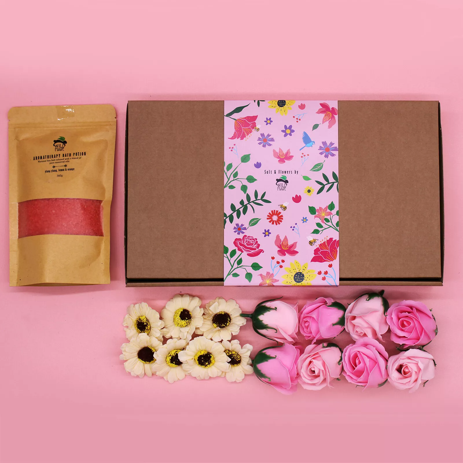 Wild Hare Luxury Spa Bath Kit - Bath Salts & Soap Roses/Sunflowers