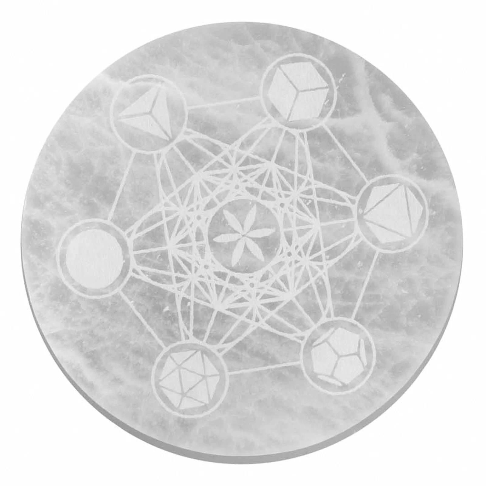 18cm (1.25kg) Selenite Charging Plate/Crystal Grid - Metatron's Cube