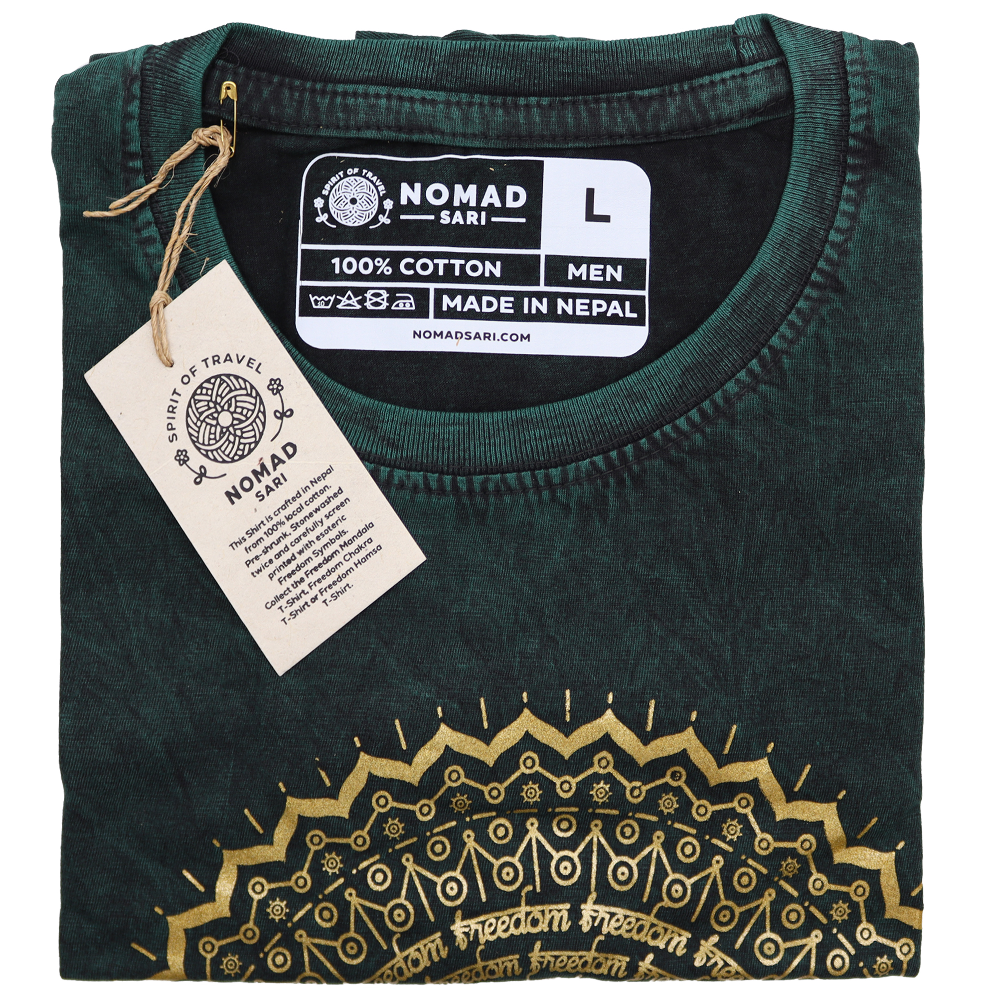 Stonewashed Nomad Sari T-Shirts - 100% Cotton - Made in Nepal - Mandala Design