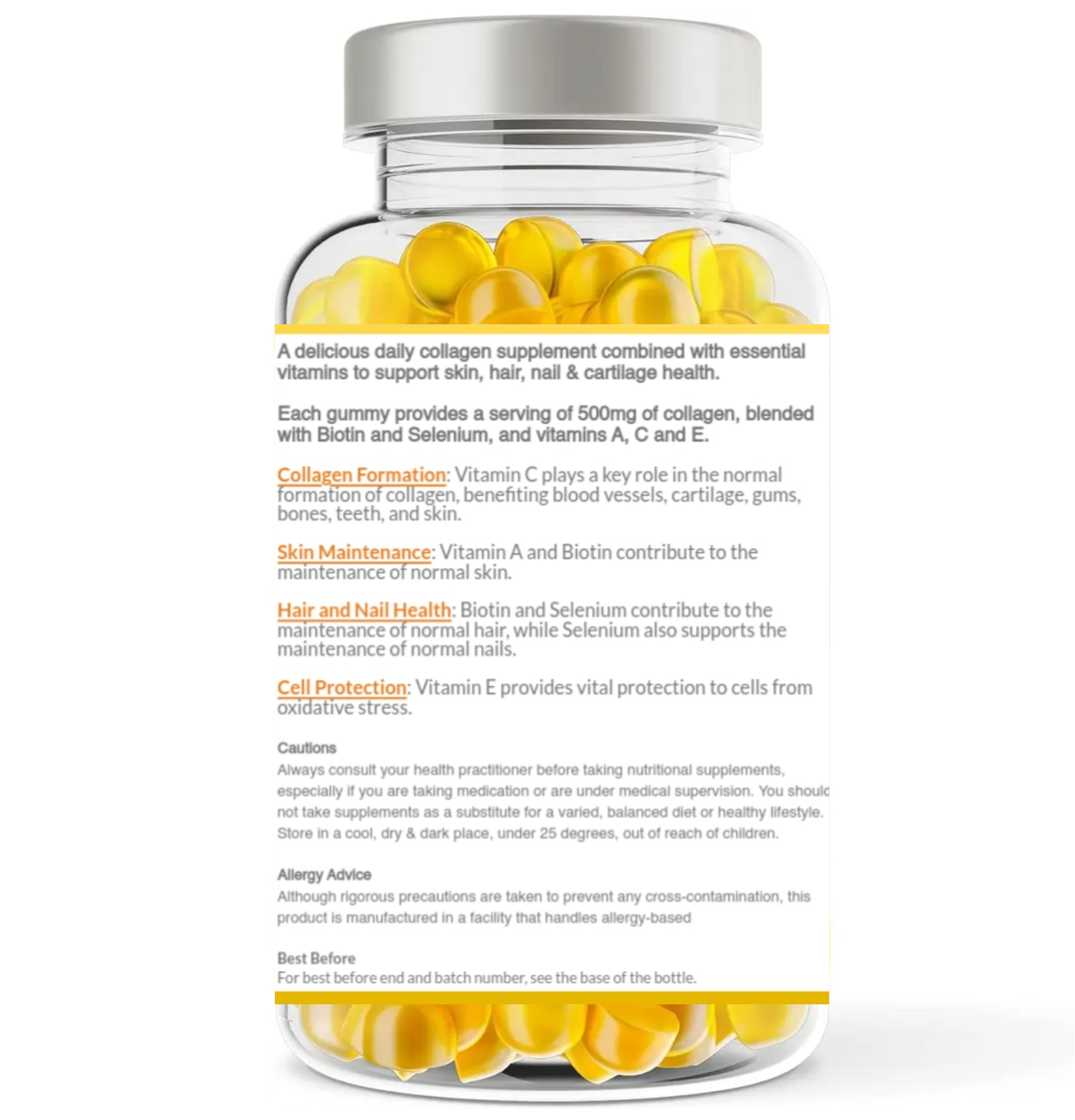 Collagen Complex+ Gummies - 500mg Hydrolysed Collagen with Biotin & Selenium