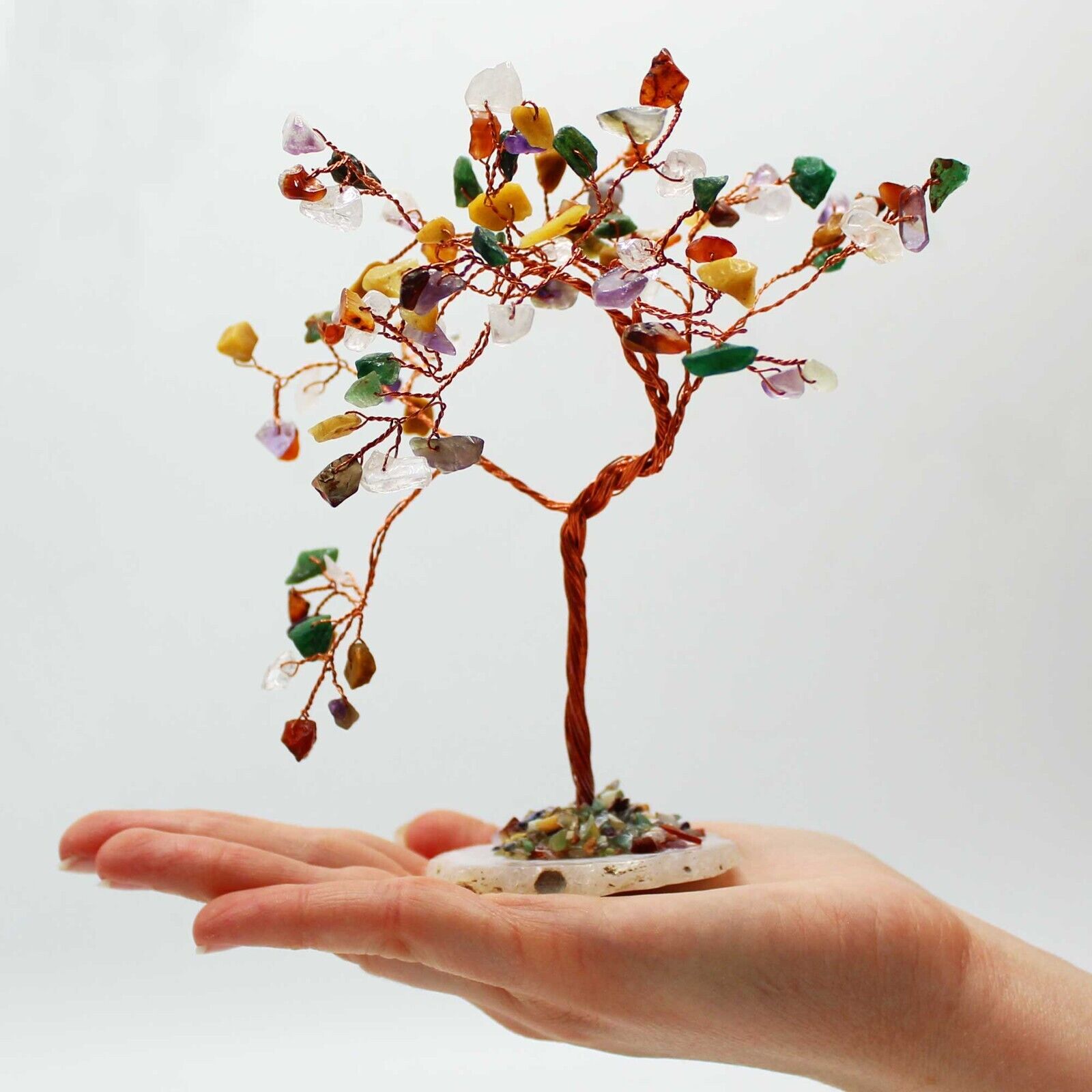 Large Gemstone/Crystal Bonsai Trees - 100 Stones, Agate Bases