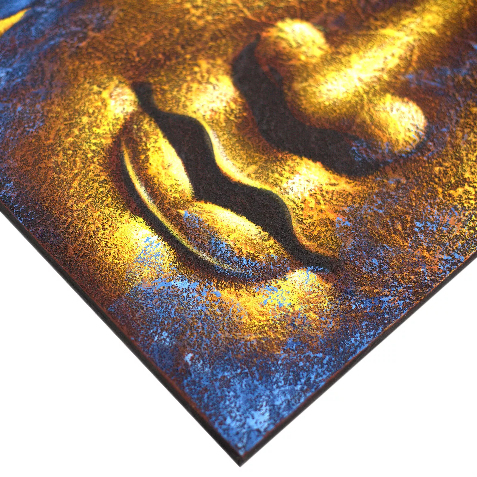 60x80cm Buddha Head Painting - Abstract Acrylic on Canvas (Gold & Blue)