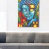 images 75x55cm Abstract Buddha Head & Flower Painting