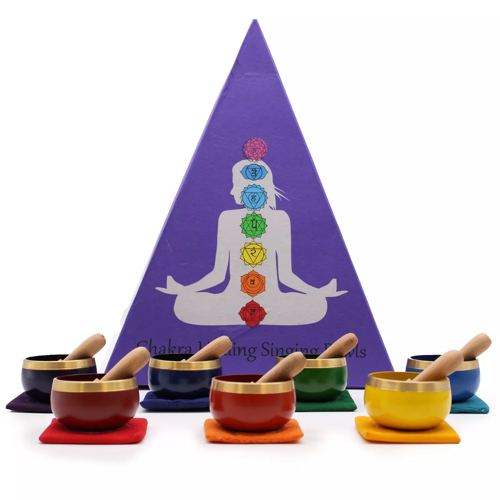 7 x Handcrafted Chakra Singing Bowls - Complete Pyramid Gift Set