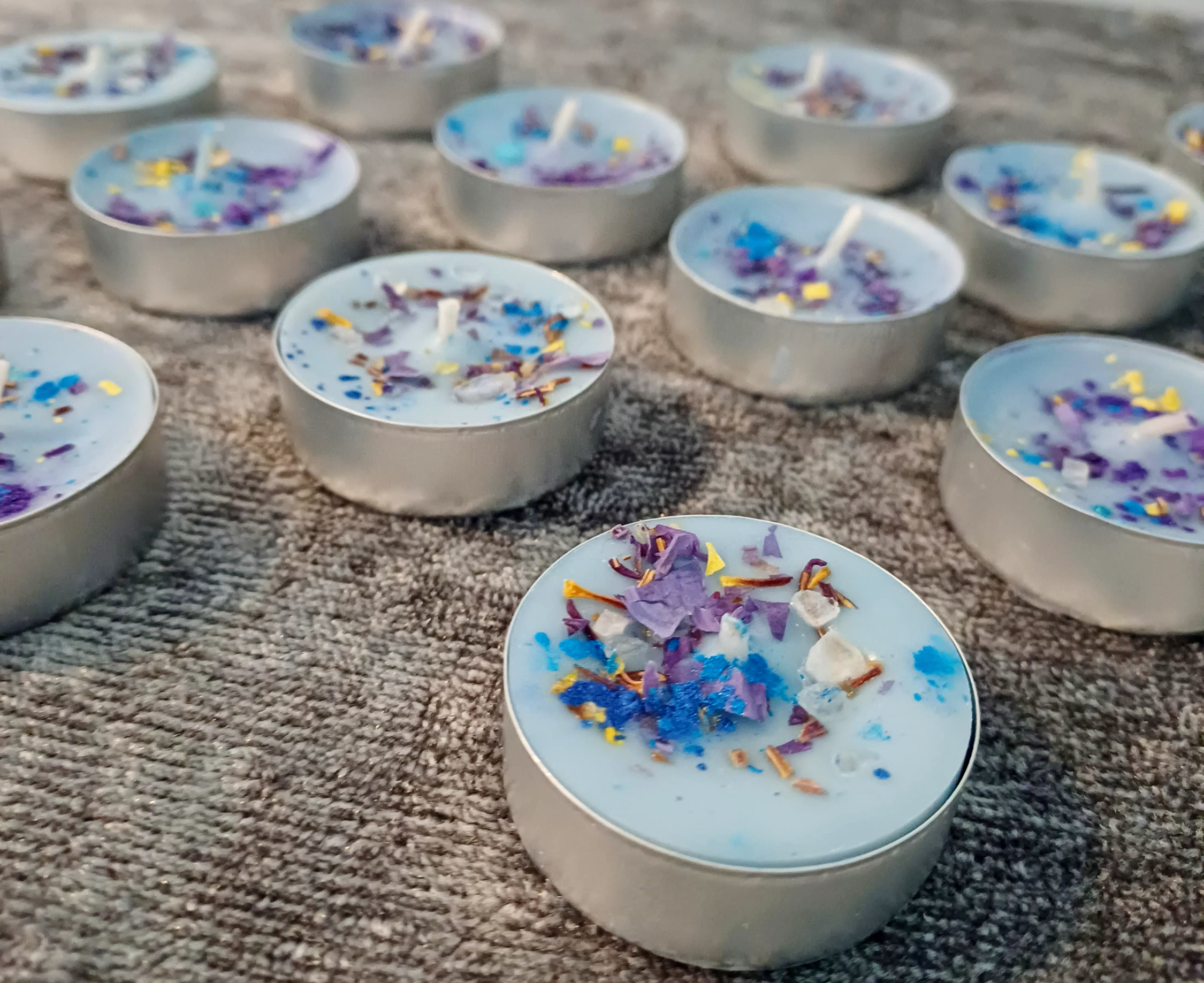 Blue Lotus and Frankincense Shimmer Tealight Candle (4-hr burn, Candle Magick)