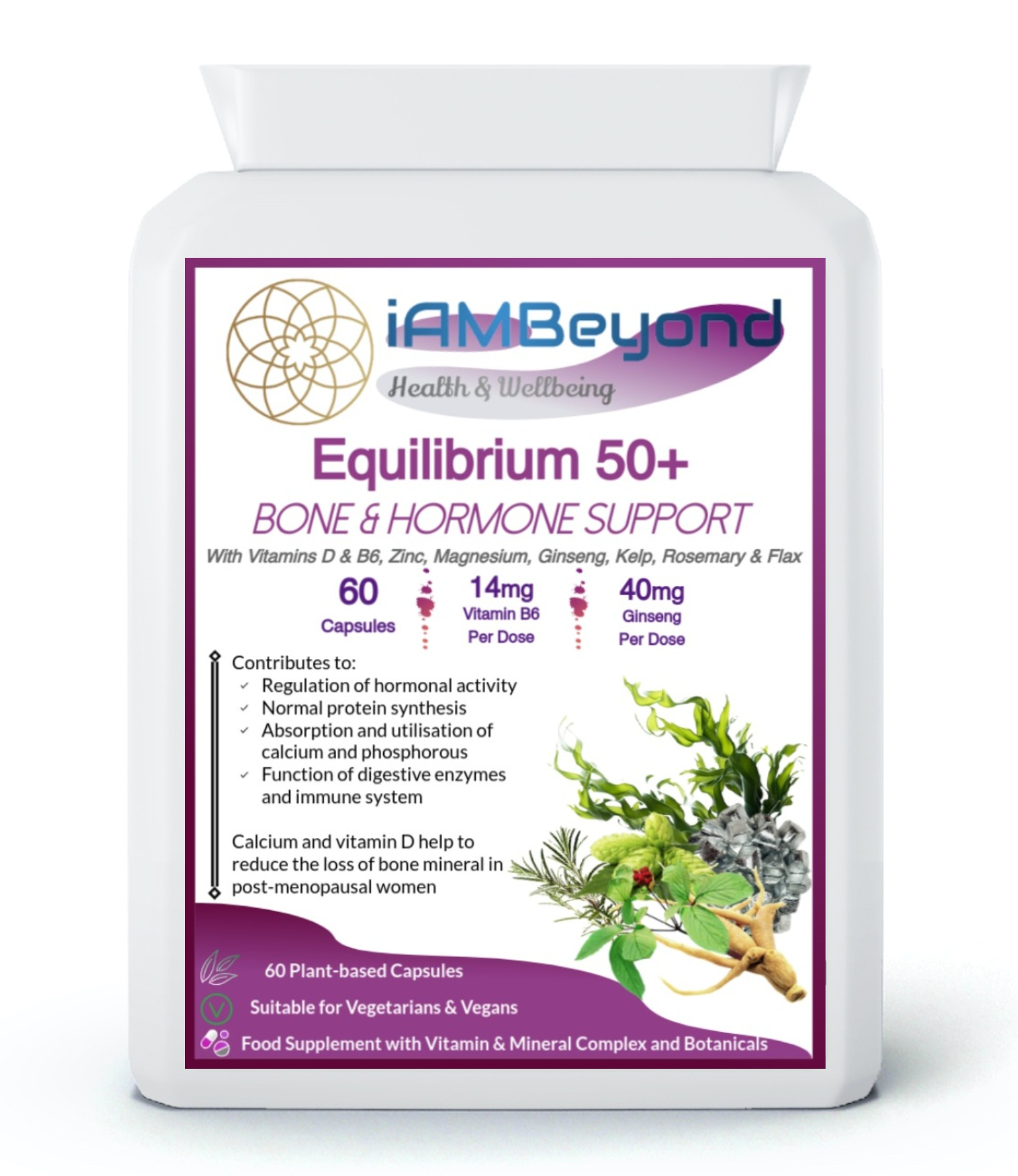Equilibrium 50+ Bone & Hormone Support - Menopause Supplement - 60 Capsules