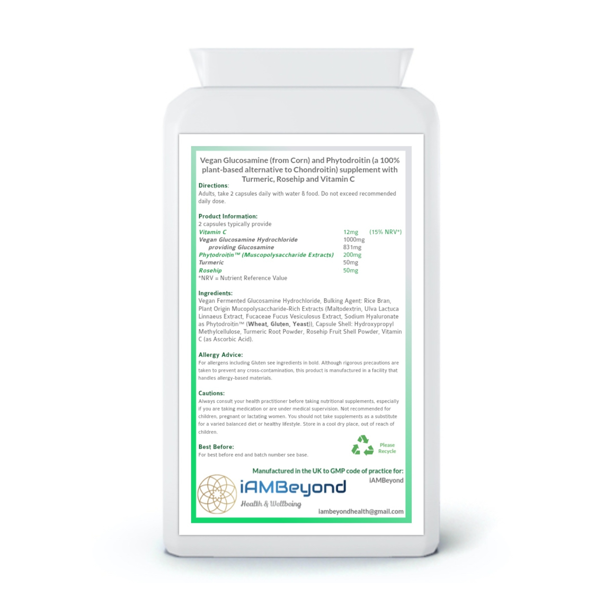 VegiFlex Vegan Glucosamine & Chondroitin 1000mg - 90 Veg Caps