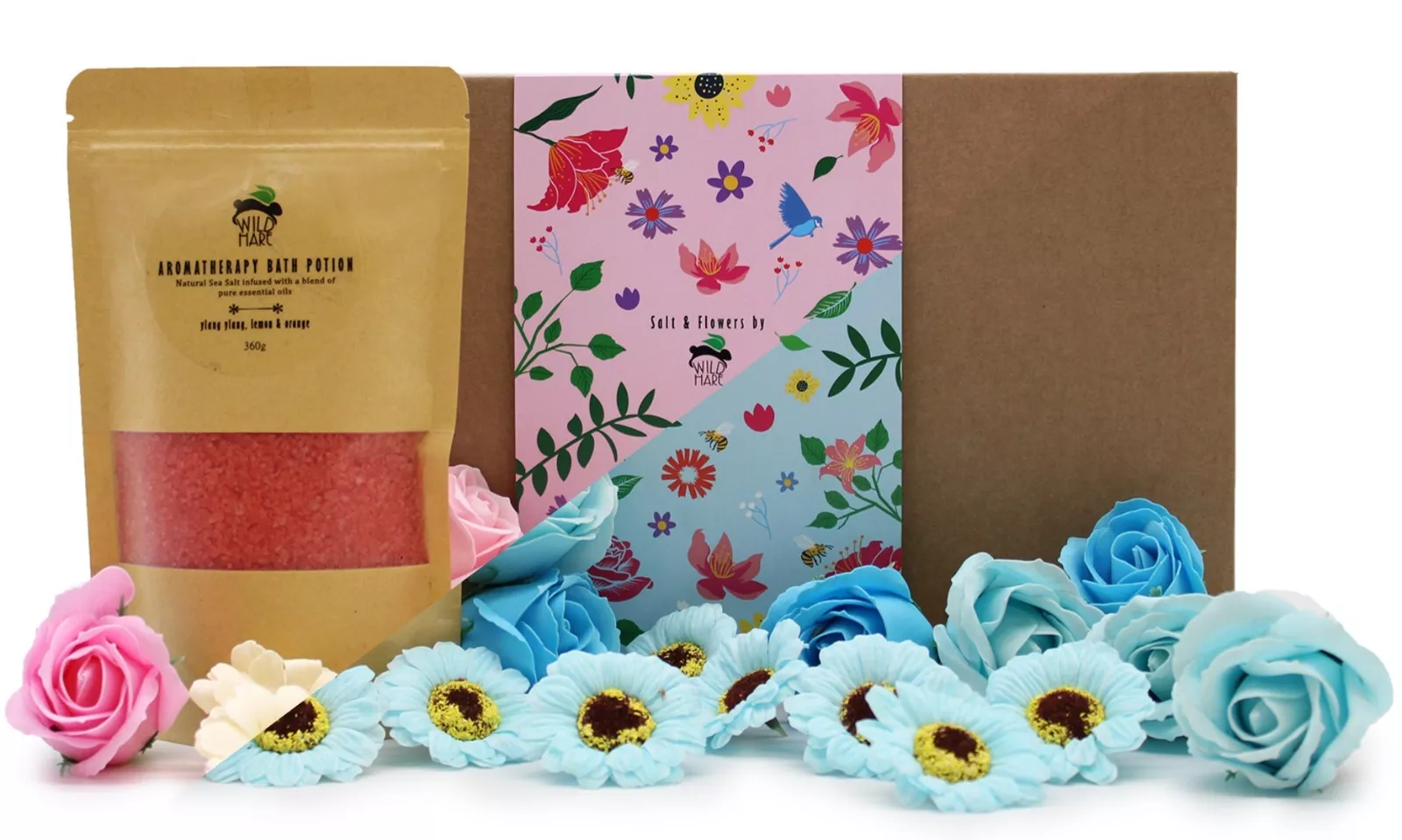 images Wild Hare Luxury Spa Bath Kit - Bath Salts & Soap Roses/Sunflowers