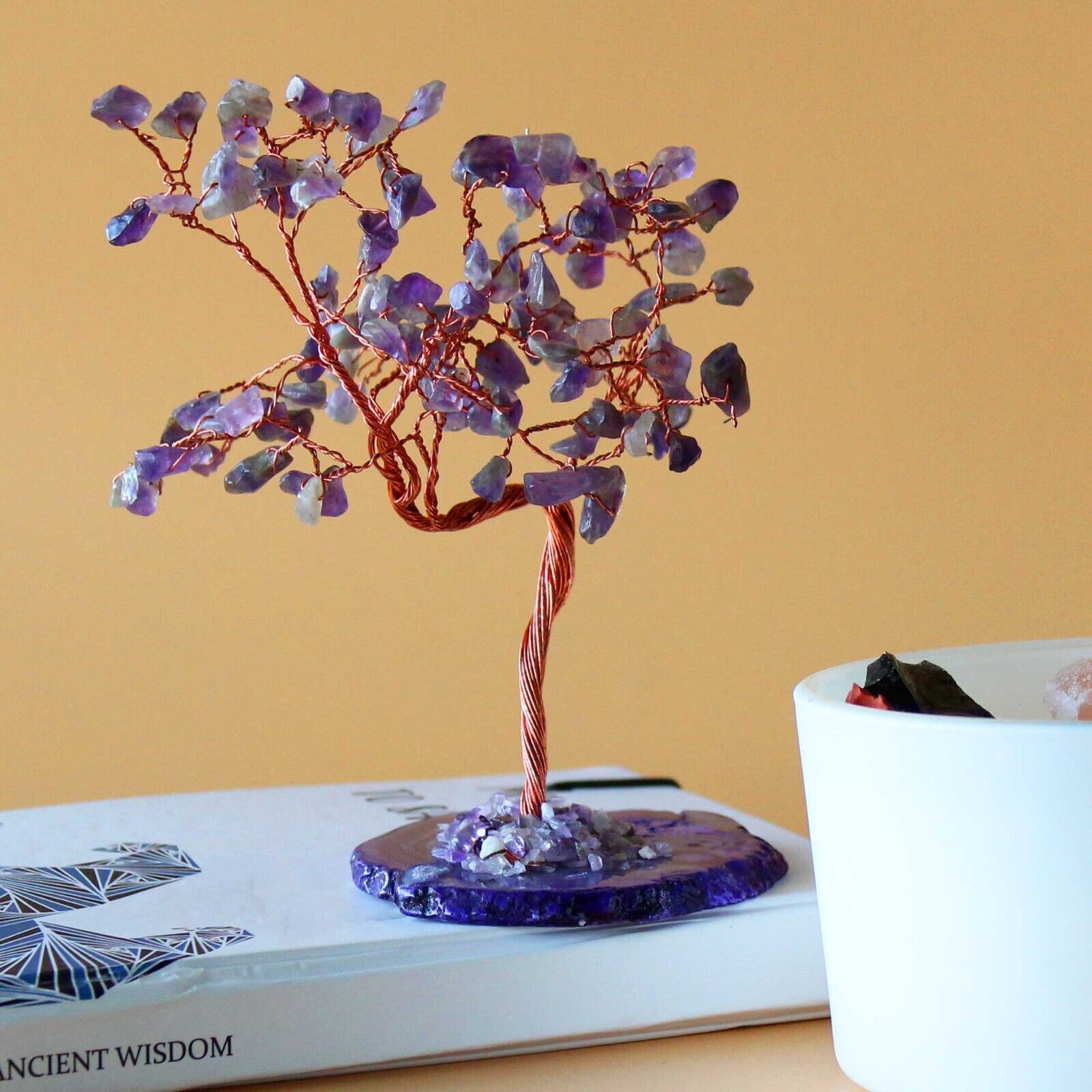 Large Gemstone/Crystal Bonsai Trees - 100 Stones, Agate Bases