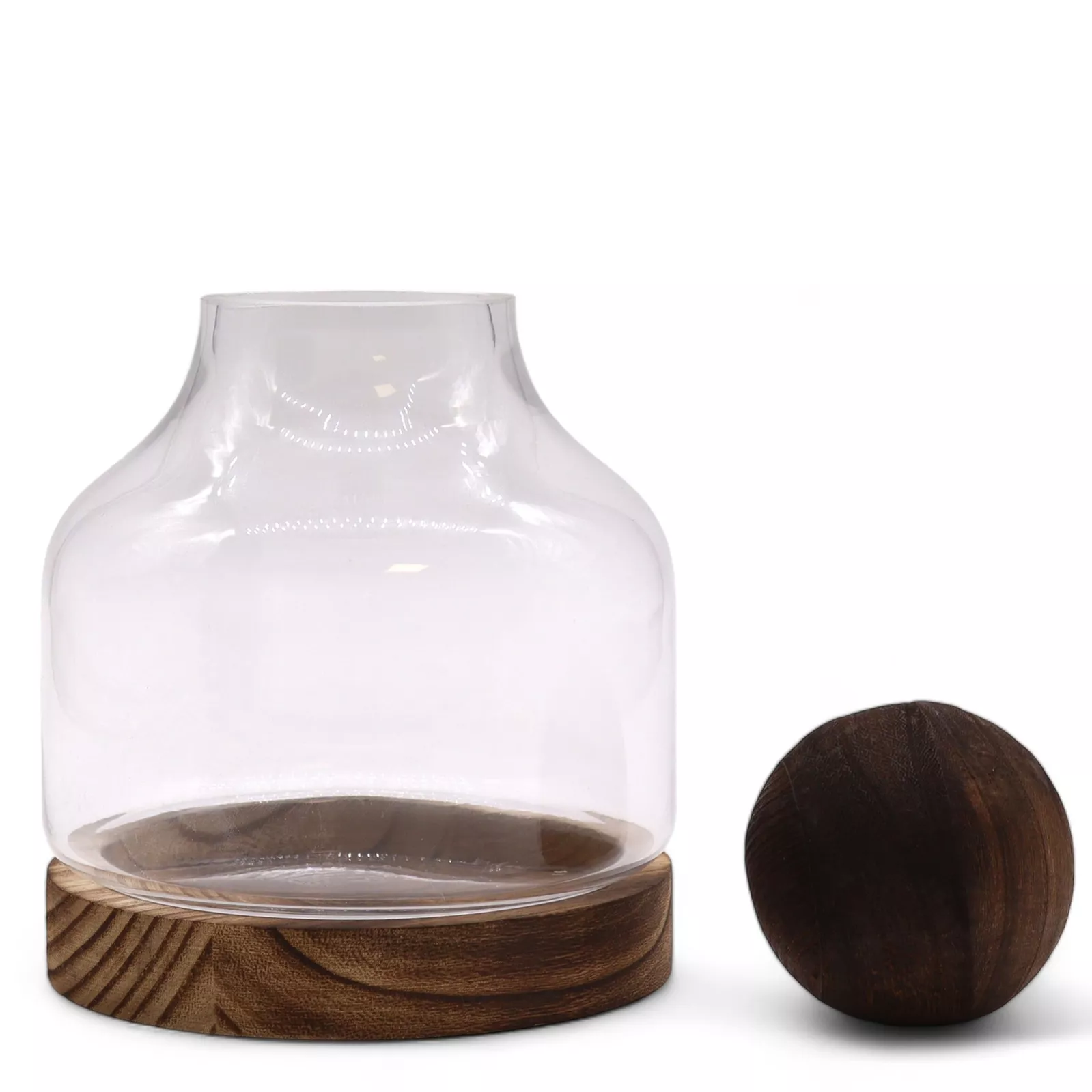 Ball-top Terrarium (Glass & Dark Tung Wood)