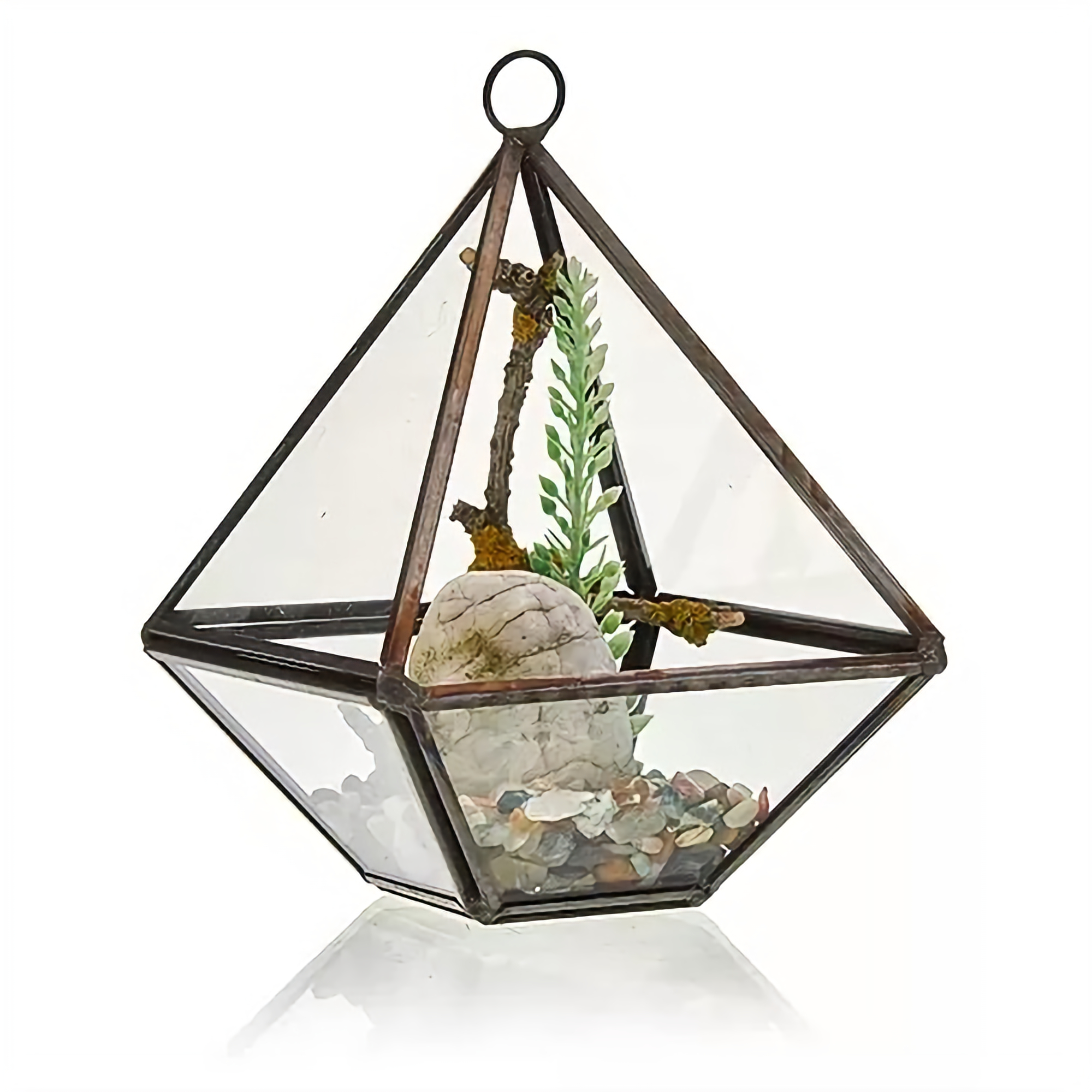 Geometric Terrarium (Small Diamond) - Glass/Brass, Freestanding/Hanging