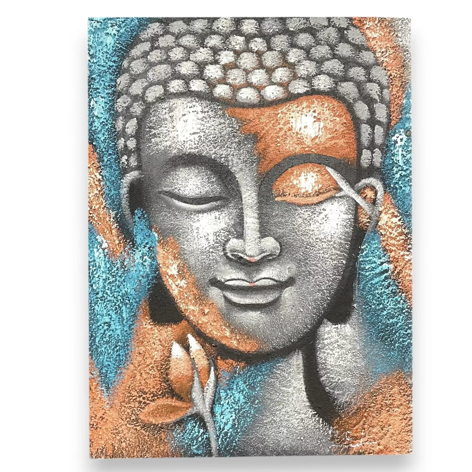 images 75x55cm Abstract Buddha Head & Flower Painting