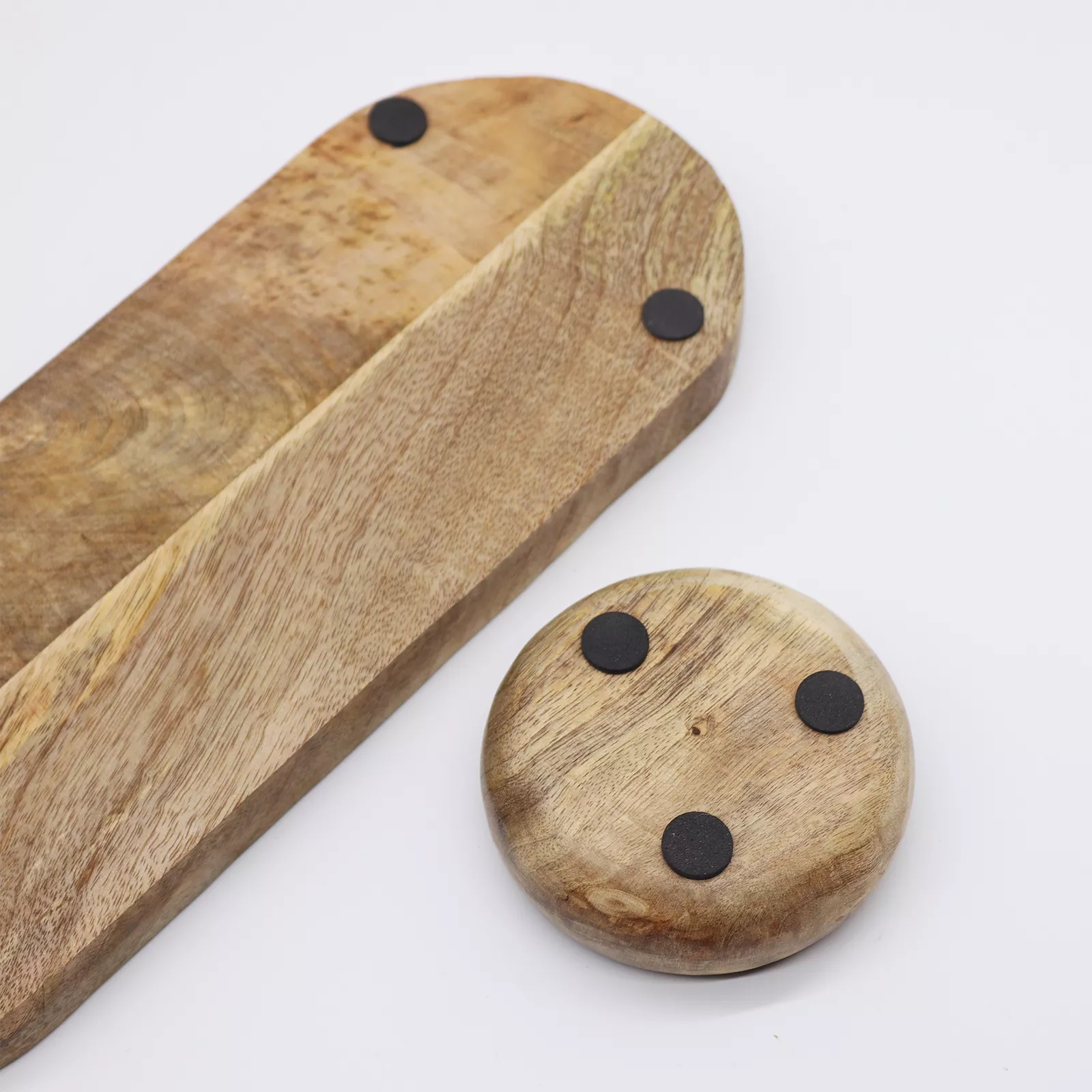Artisanal Mango Wood Serving Tray & 3 Bowls - for Tapas & Sushi or Decor