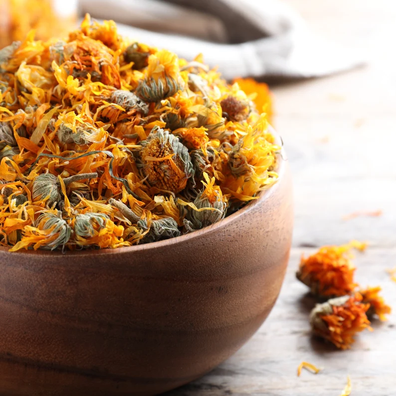Organic Whole Dried Calendula (Genda/Marigold) - Medicinal/Ayurvedic Flowers