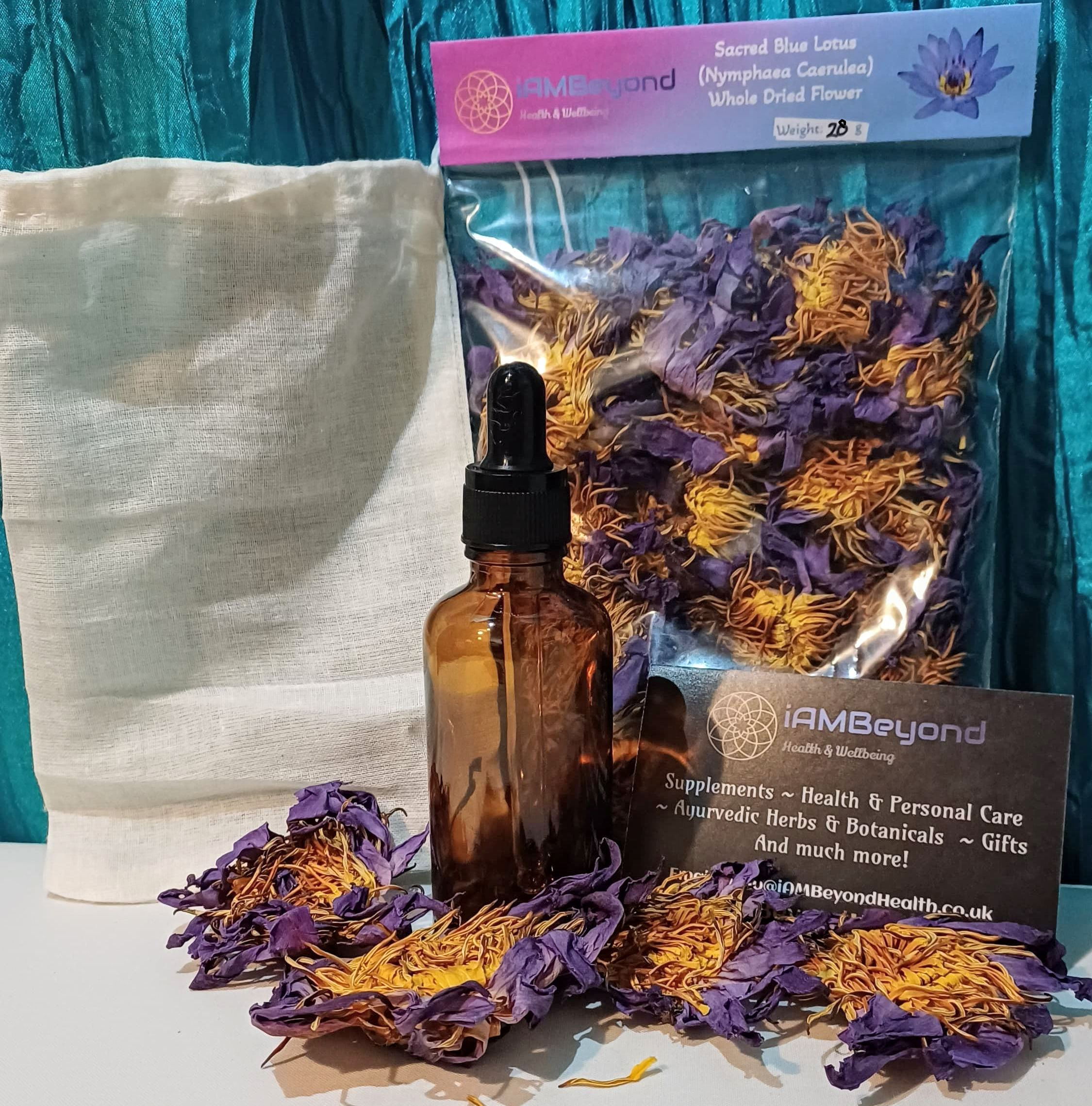 Blue Lotus Tincture Kit (500ml) - Herbs/Muslin/Bottle - Relaxation, Mood, Sleep