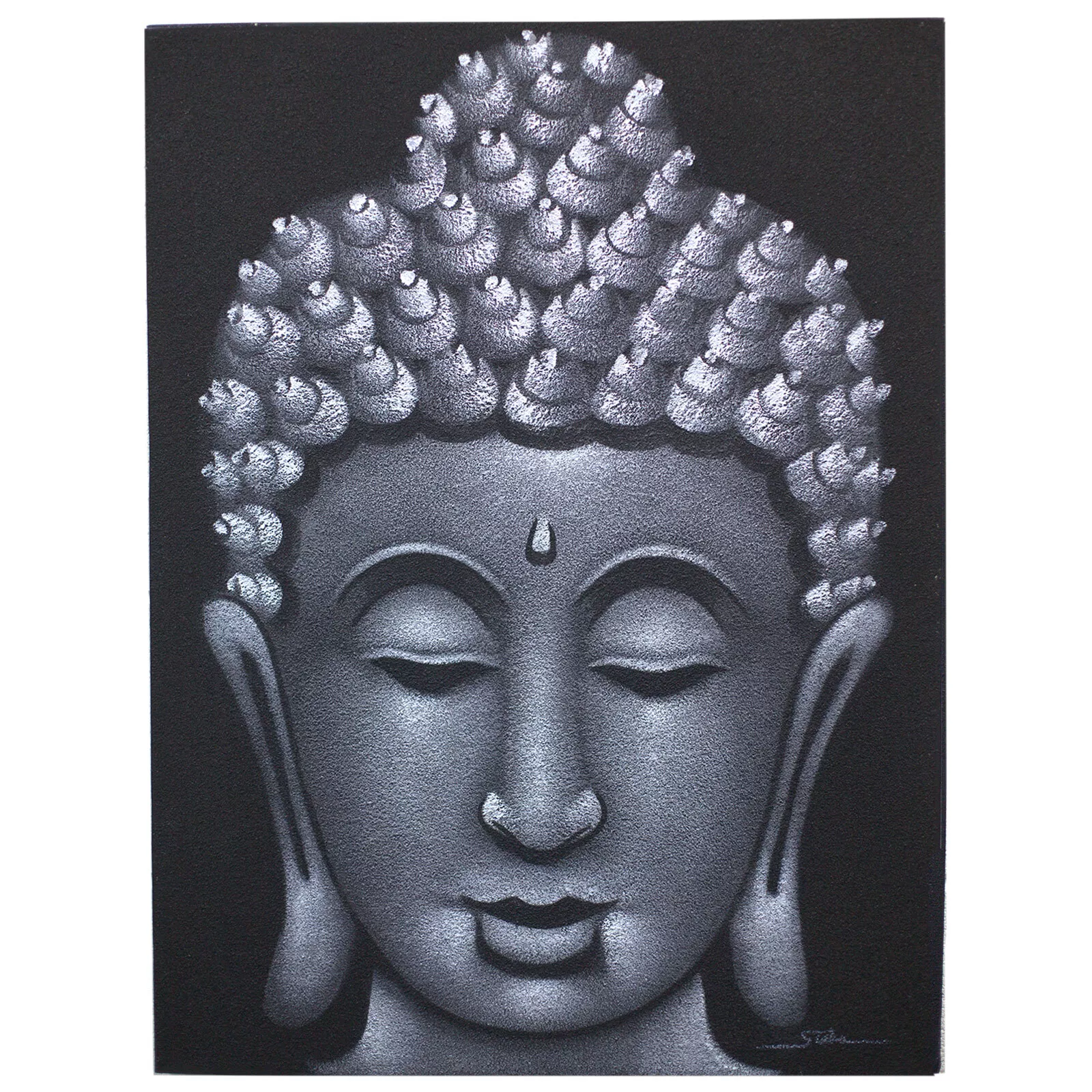 images 60x80cm Buddha Face (Sand Finish), Acrylic Paint on Canvas