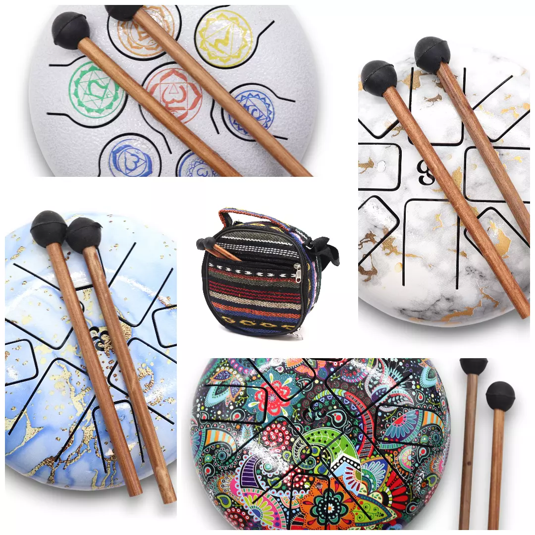18cm Hapi Handpan Drum with Sticks & Carry-case, 8-tone Steel Tongue