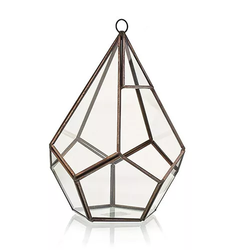 Geometric Terrarium (Large Pentagon) - Glass/Brass, Freestanding/Hanging