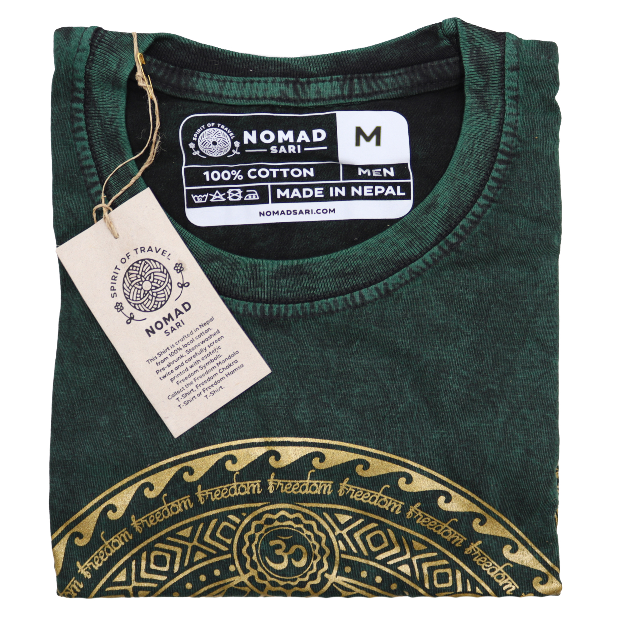 Stonewashed Nomad Sari T-Shirts - 100% Cotton, Made in Nepal - Chakra Design