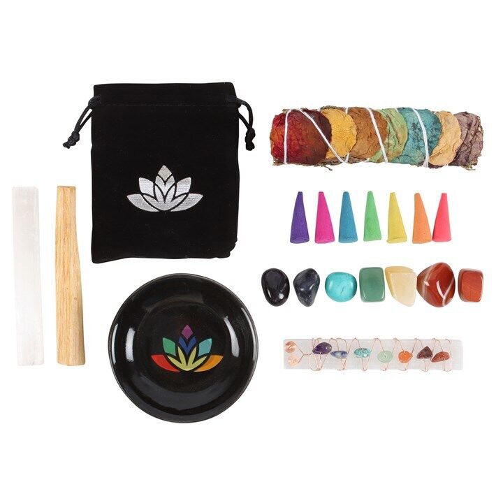 Sacred Chakra Deluxe Healing & Wellness Kit (Crystals, Smudging, Incense & more)