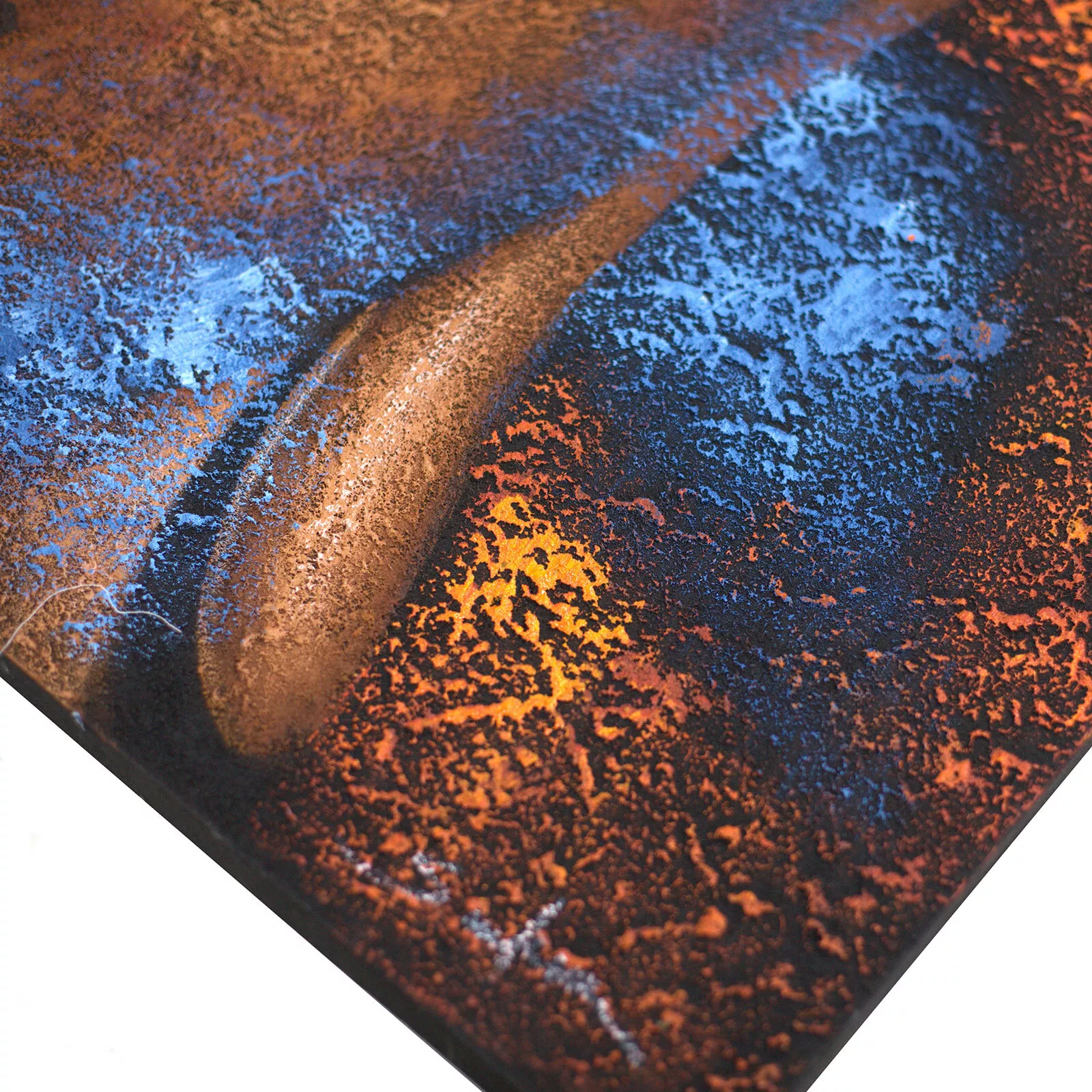 60x80cm Buddha Head Painting - Abstract Acrylic on Canvas (Copper & Blue)