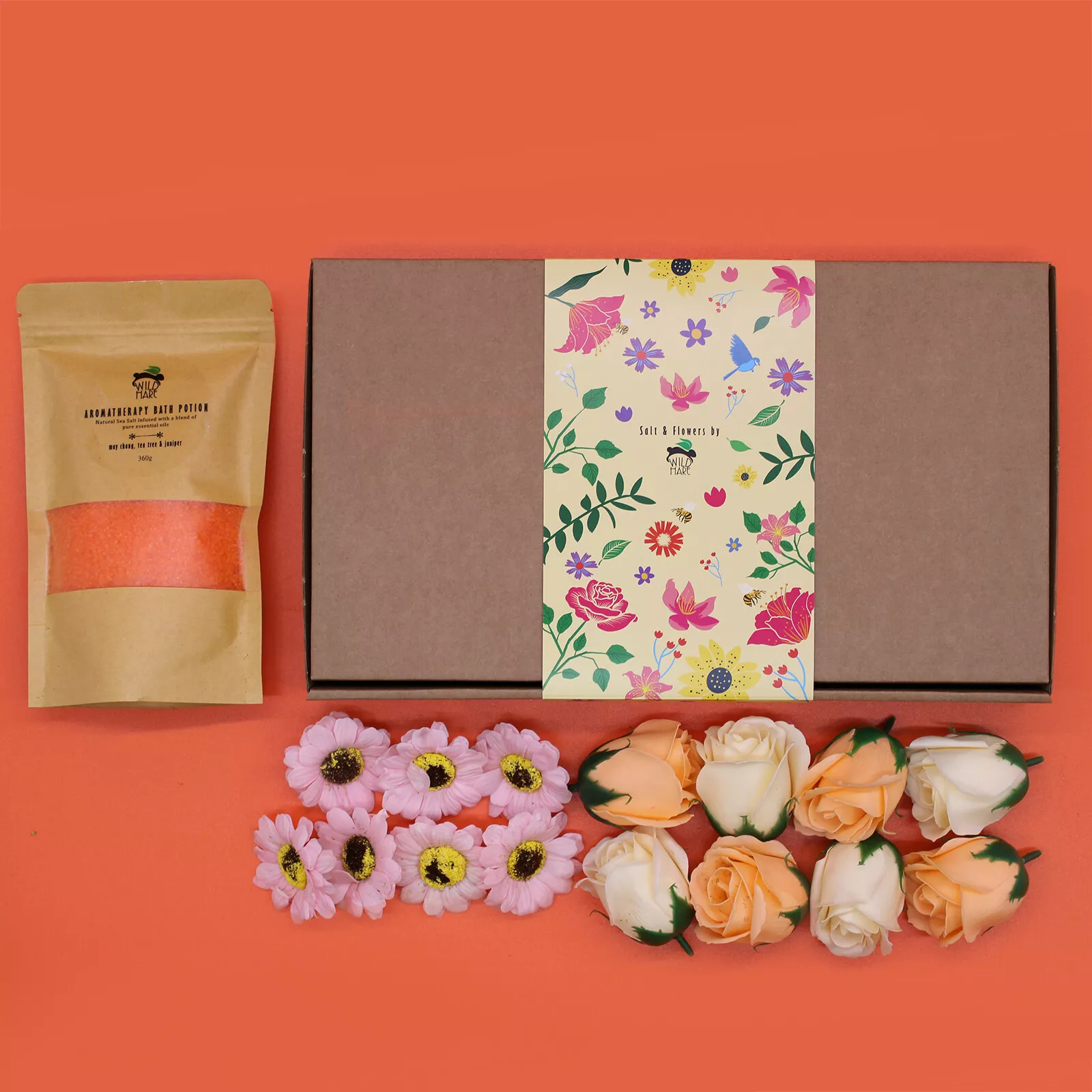 Wild Hare Luxury Spa Bath Kit - Bath Salts & Soap Roses/Sunflowers
