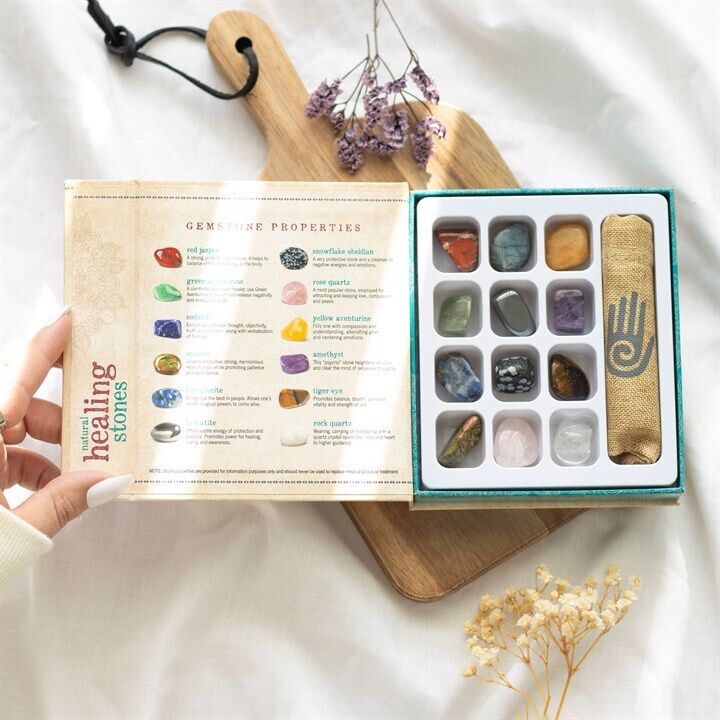 Natural Crystal Healing stones Gift Set (12 stones & pouch)