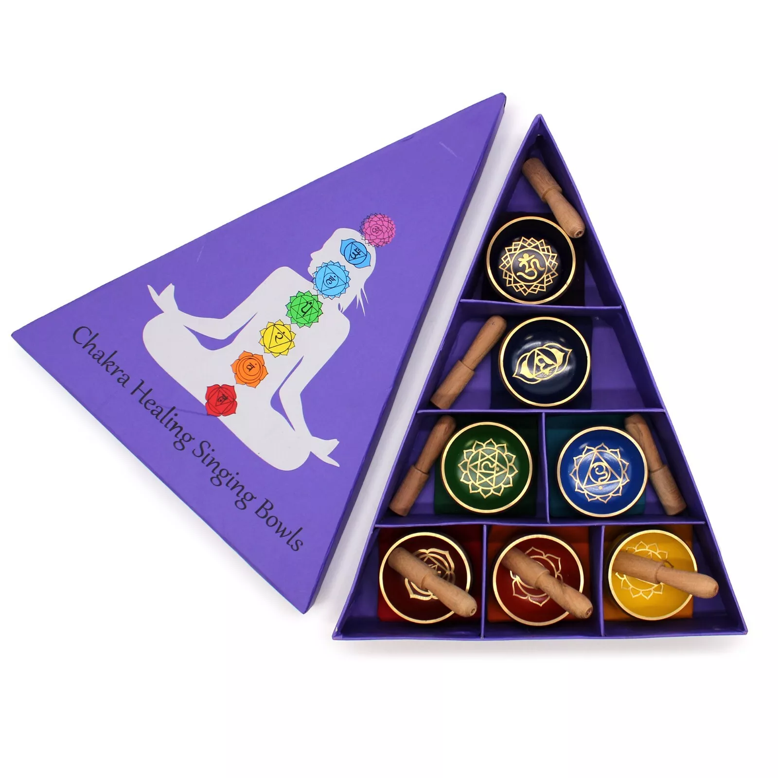 7 x Handcrafted Chakra Singing Bowls - Complete Pyramid Gift Set