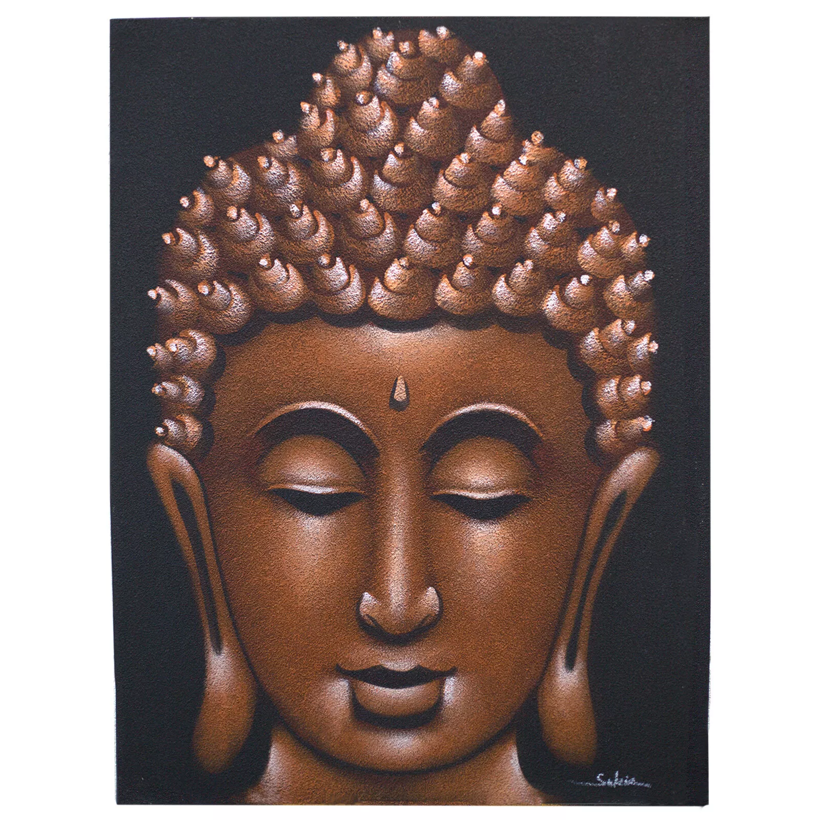 images 60x80cm Buddha Face (Sand Finish), Acrylic Paint on Canvas