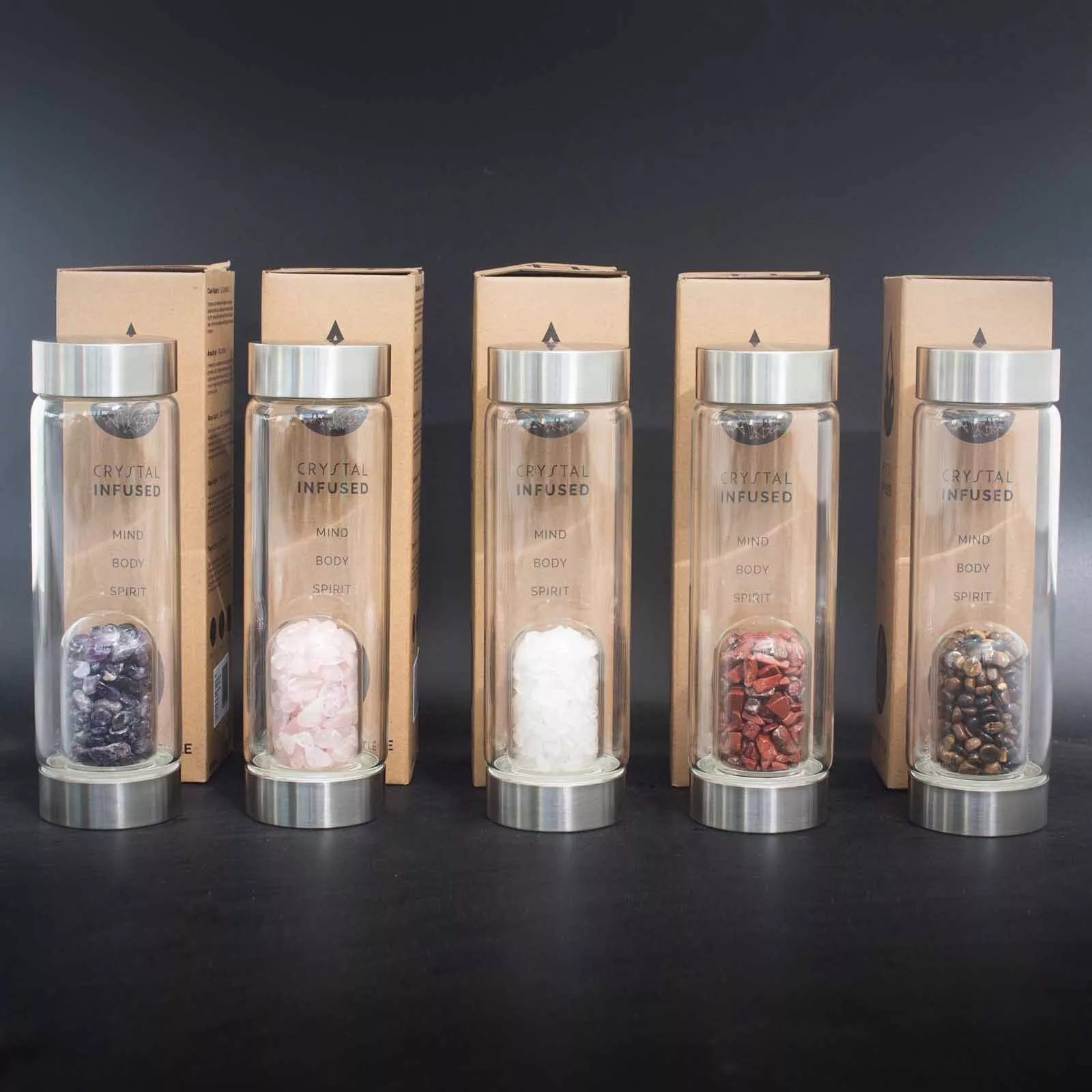 Crystal Chips Infused 500ml Glass Water Bottle