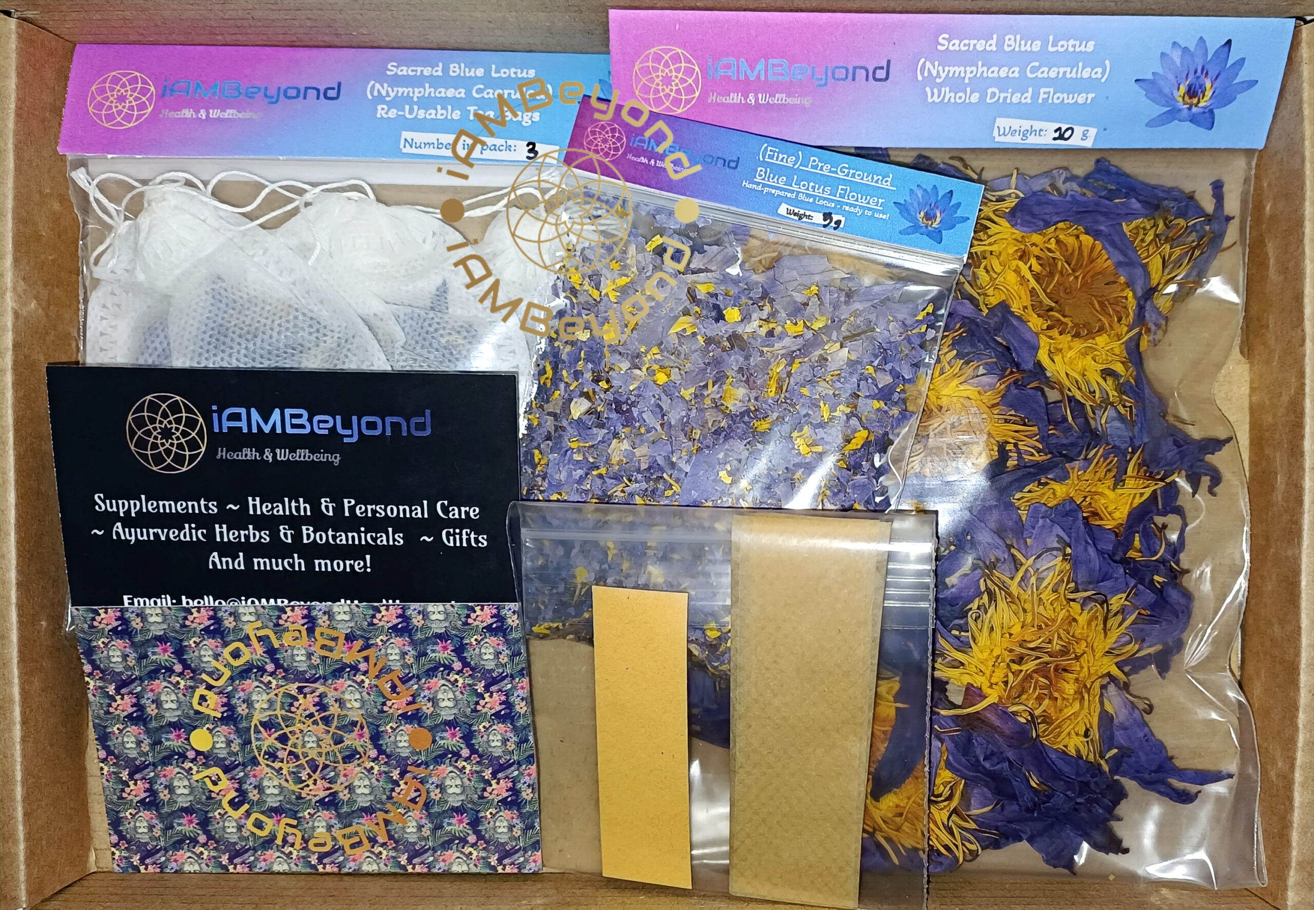 Blue Lotus Sample Box - Pre-Ground, Whole Flower & Tea bags Taster Gift Sleep
